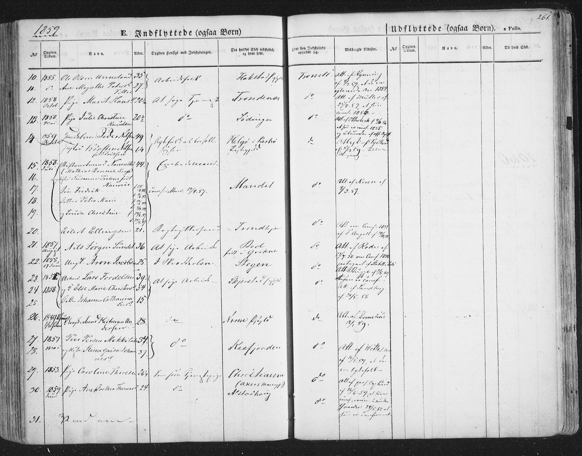 Tromsø sokneprestkontor/stiftsprosti/domprosti, AV/SATØ-S-1343/G/Ga/L0011kirke: Parish register (official) no. 11, 1856-1865, p. 261