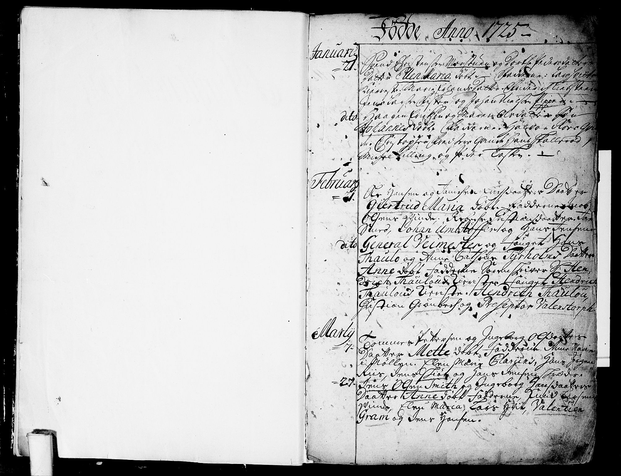 Moss prestekontor Kirkebøker, SAO/A-2003/F/Fa/L0001: Parish register (official) no. I 1, 1725-1752, p. 1