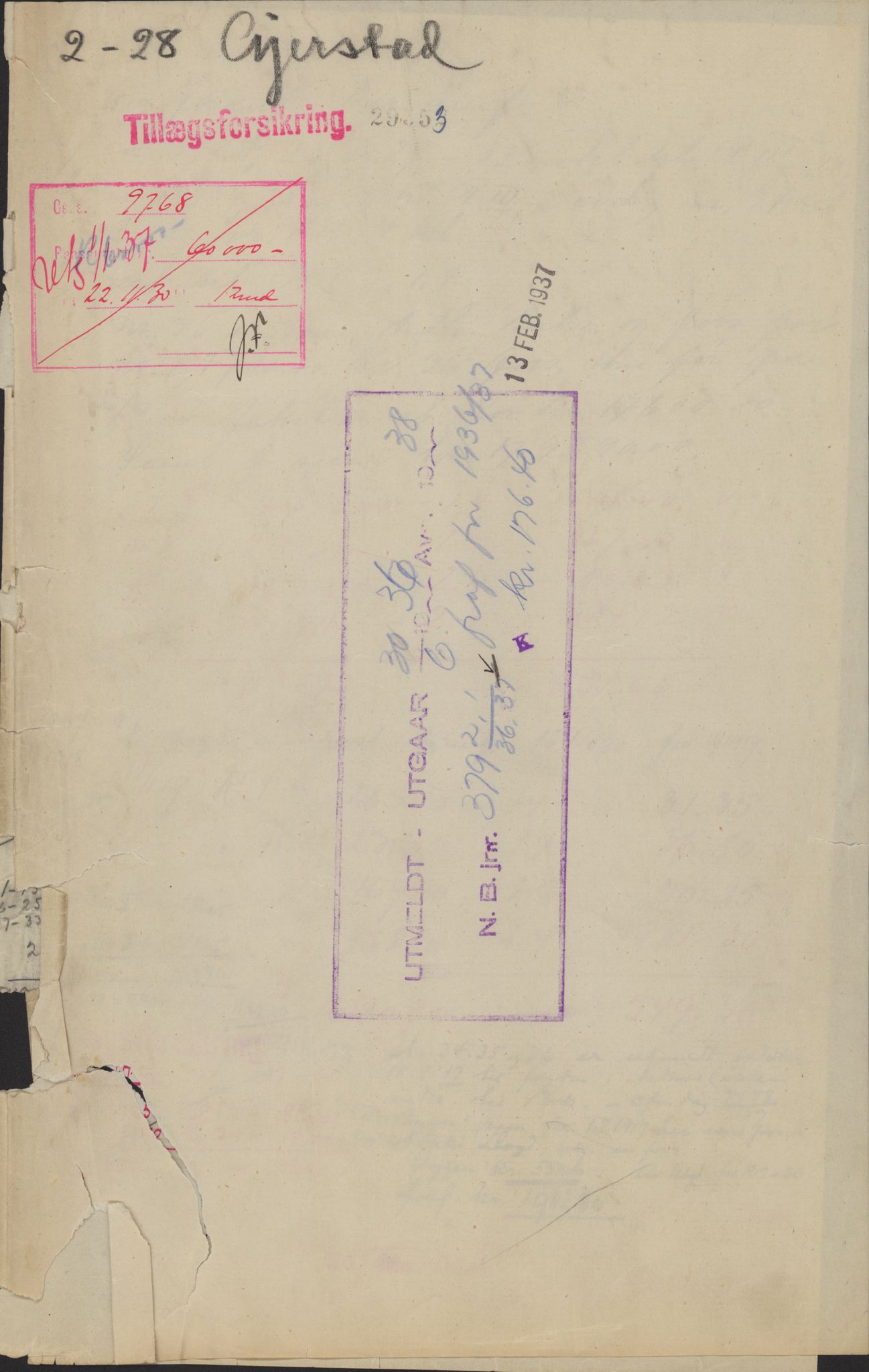 Norges Brannkasse, AV/RA-S-1549/E/Ei/L0066: Gjerstad og Gjøvdal, 1850-1950, p. 1