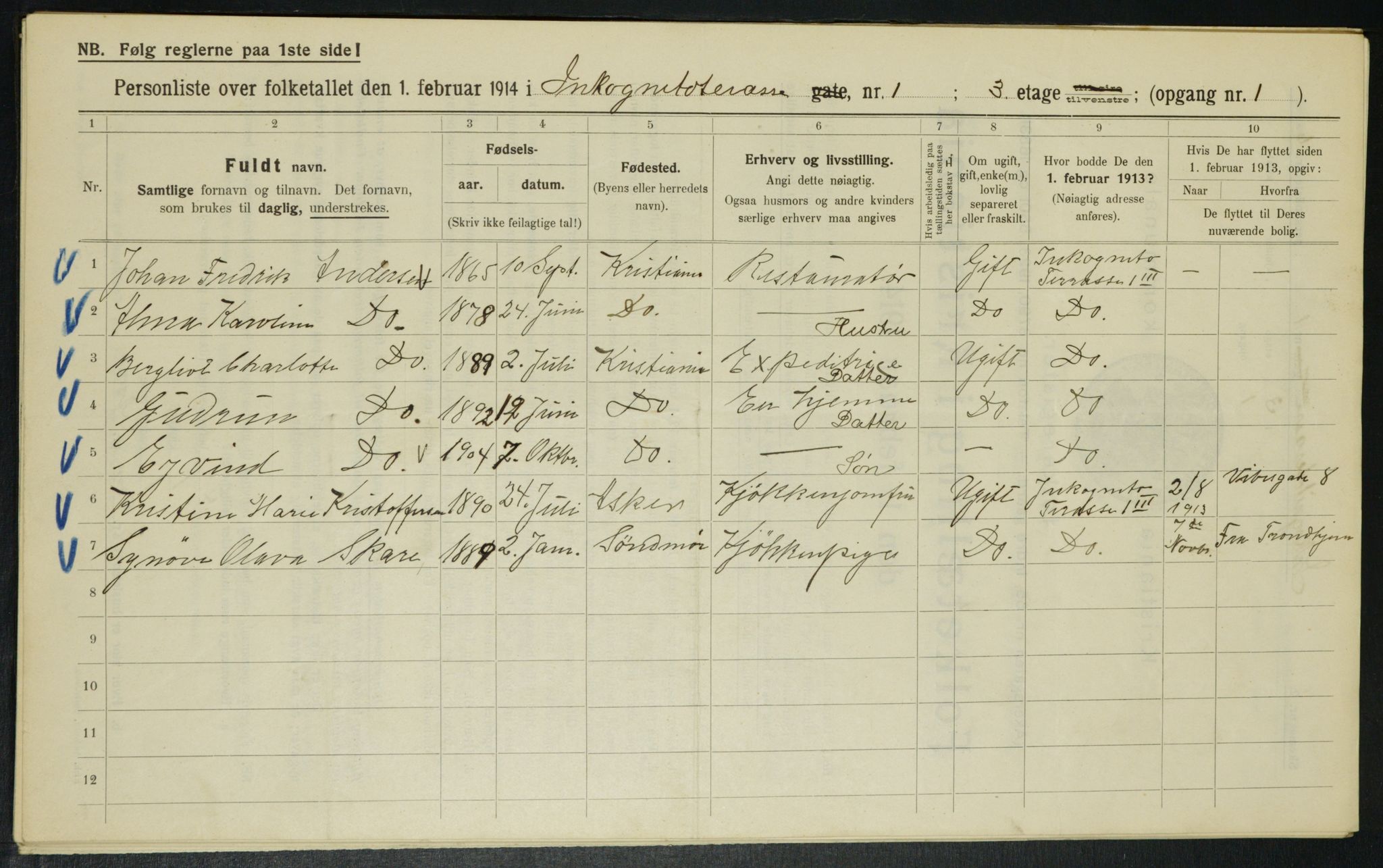 OBA, Municipal Census 1914 for Kristiania, 1914, p. 44357