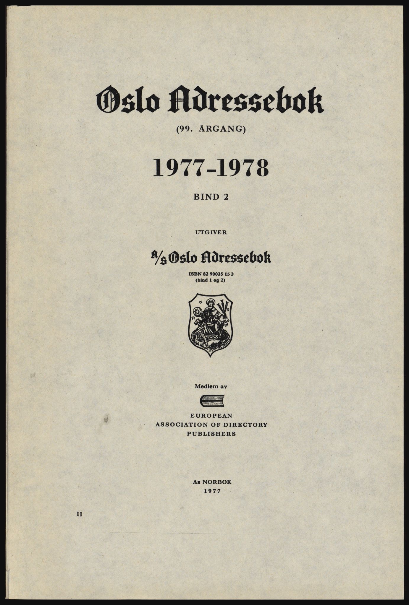Kristiania/Oslo adressebok, PUBL/-, 1977-1978