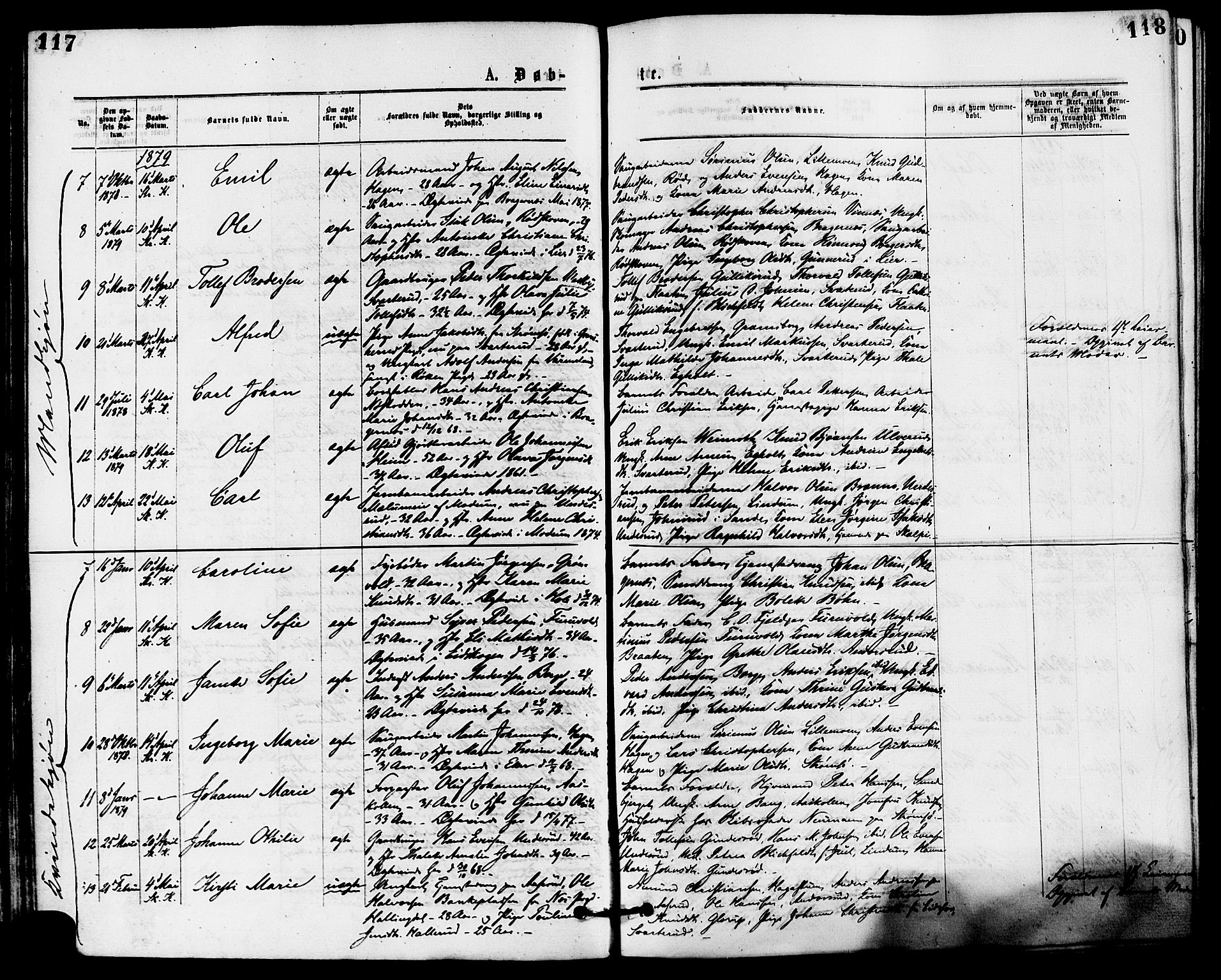 Skoger kirkebøker, AV/SAKO-A-59/F/Fa/L0005: Parish register (official) no. I 5, 1873-1884, p. 117-118