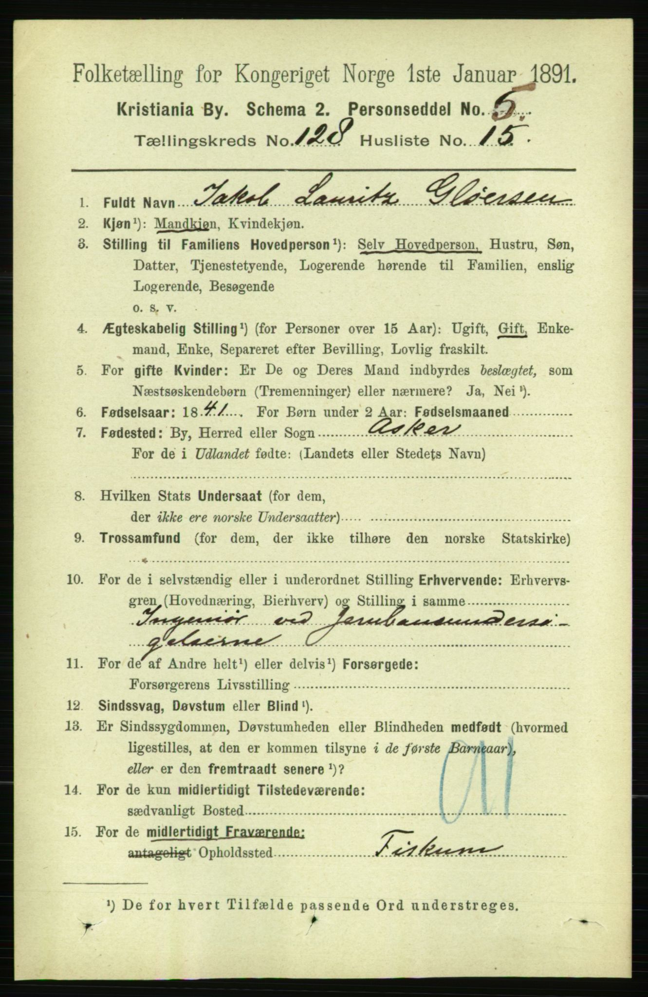 RA, 1891 census for 0301 Kristiania, 1891, p. 68993