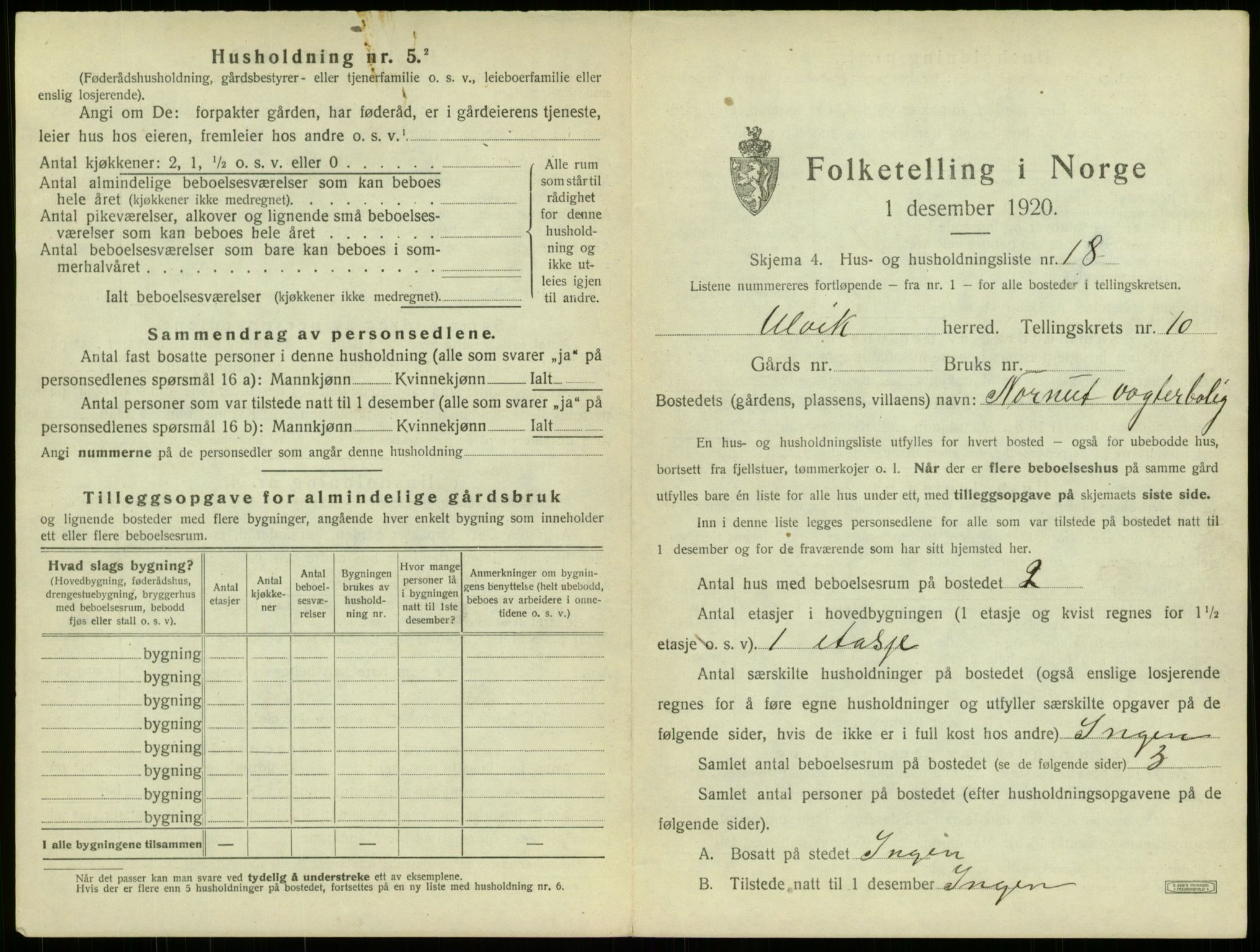 SAB, 1920 census for Ulvik, 1920, p. 81