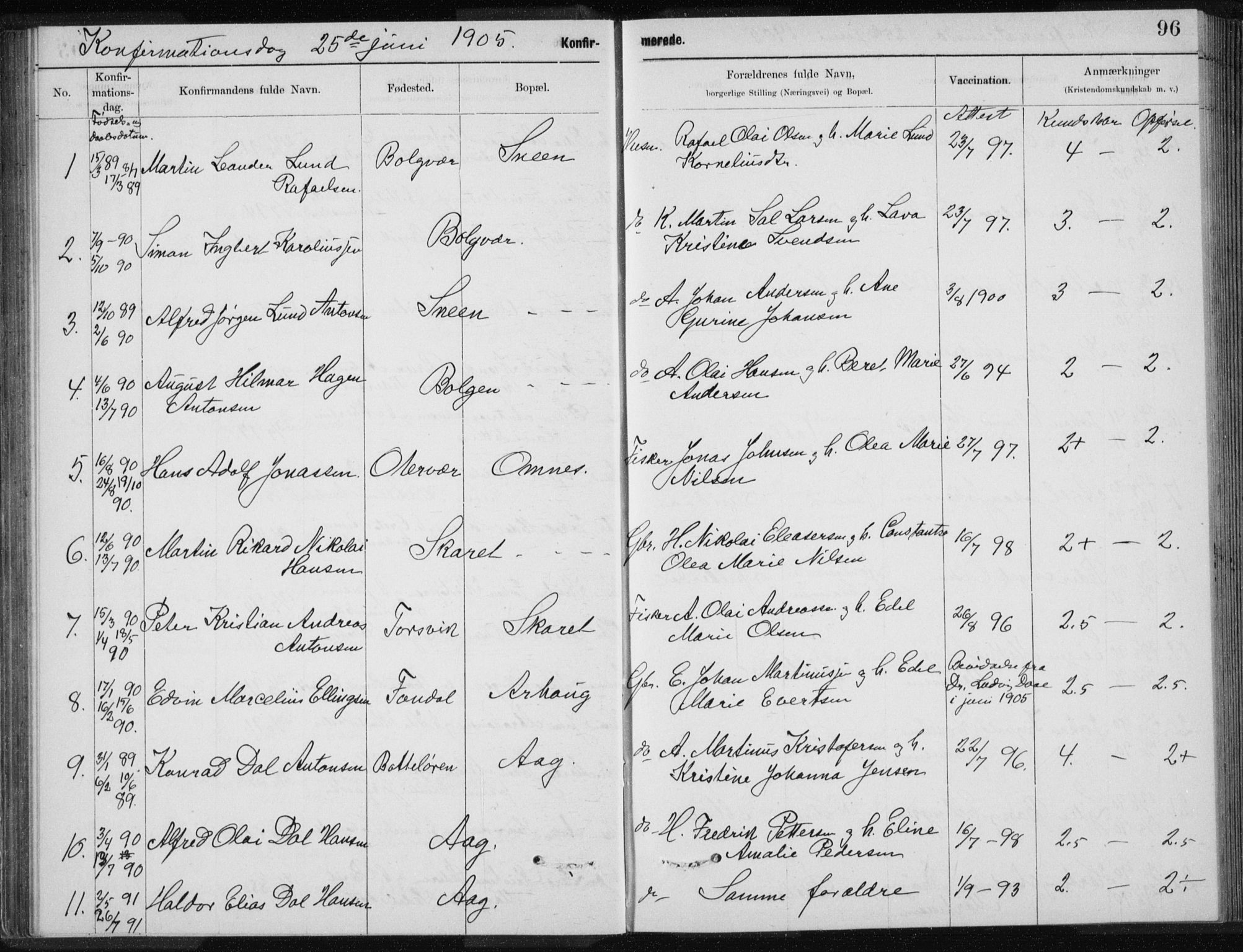 Ministerialprotokoller, klokkerbøker og fødselsregistre - Nordland, AV/SAT-A-1459/843/L0637: Parish register (copy) no. 843C06, 1884-1908, p. 96