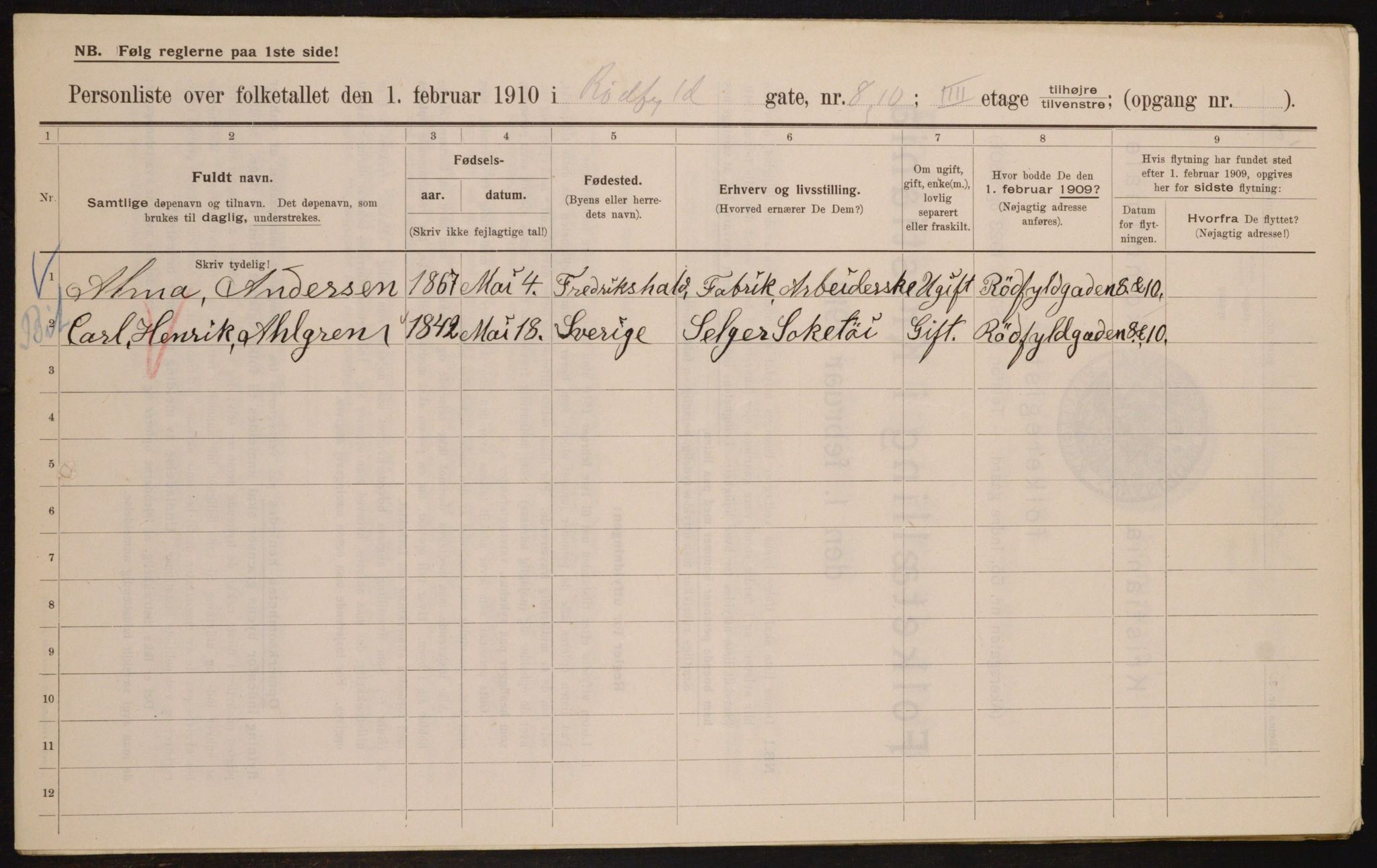 OBA, Municipal Census 1910 for Kristiania, 1910, p. 82161