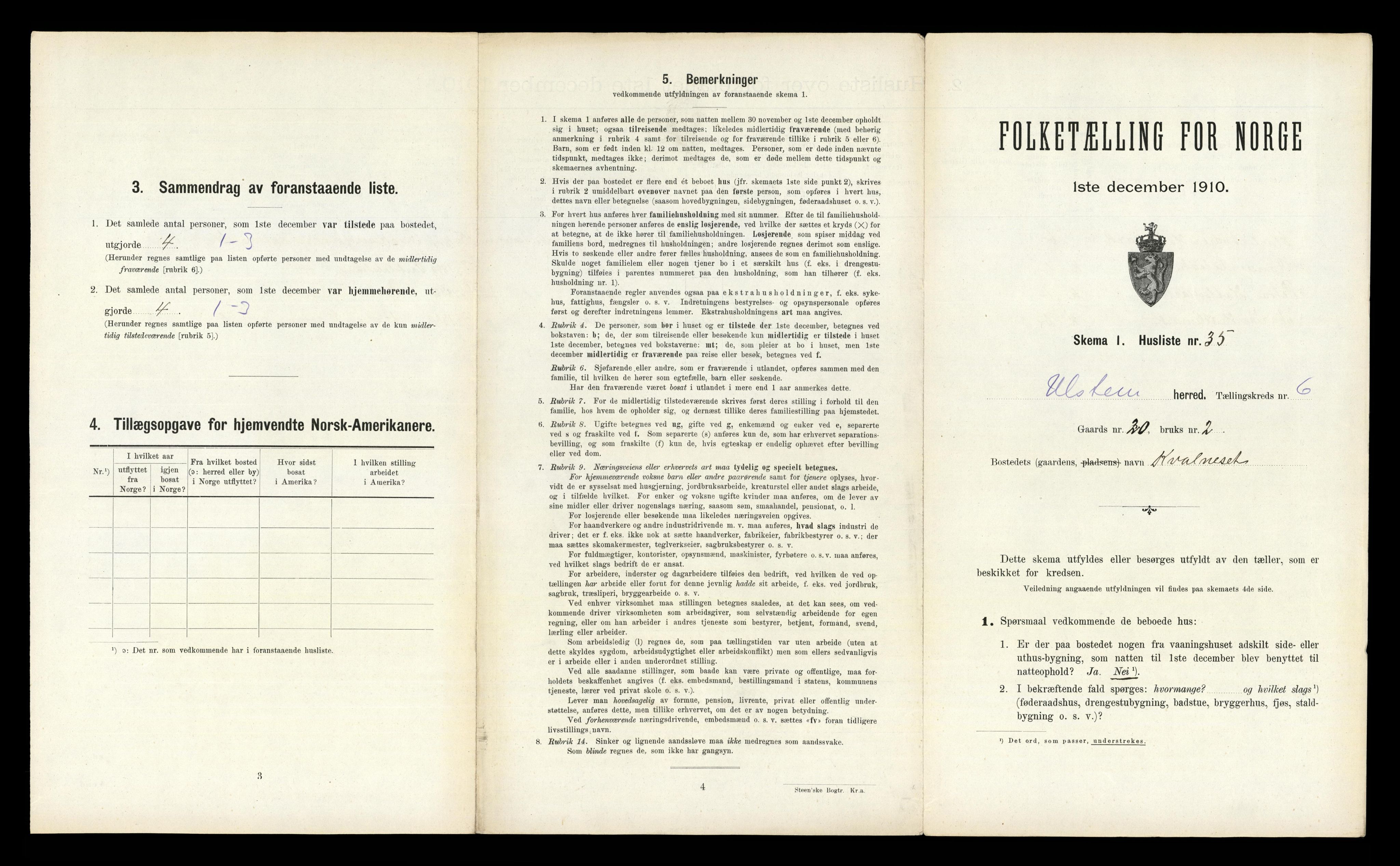 RA, 1910 census for Ulstein, 1910, p. 590