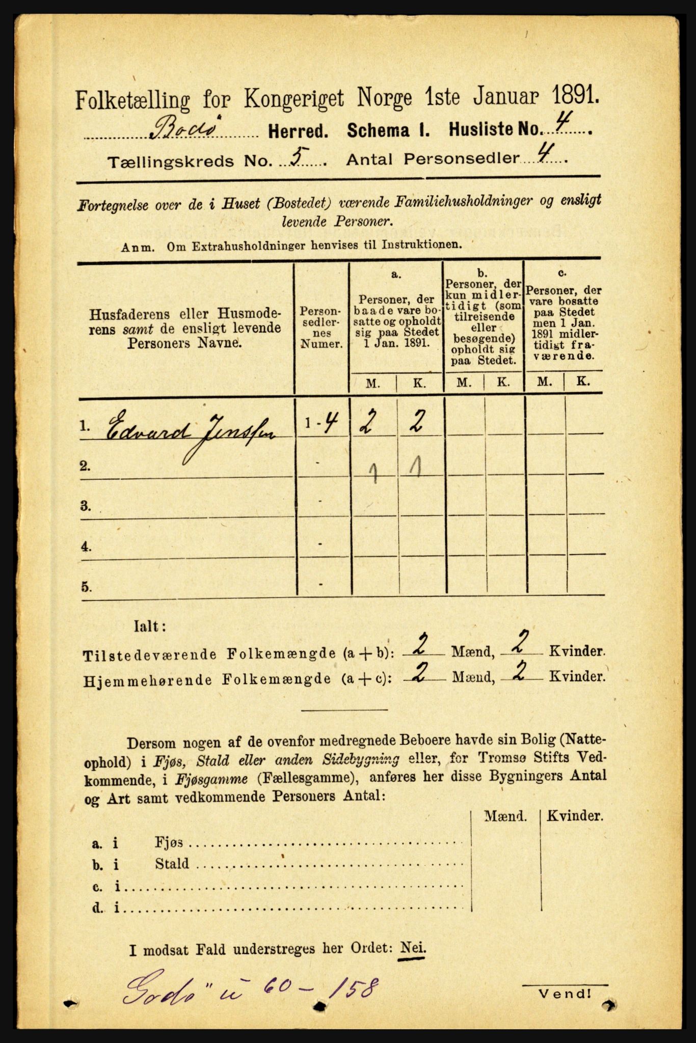 RA, 1891 census for 1843 Bodø, 1891, p. 3033