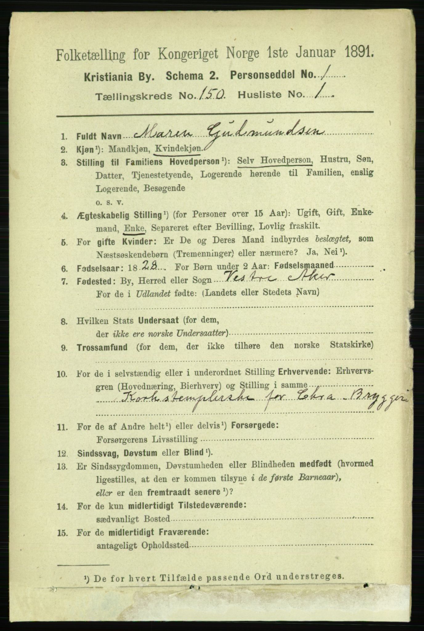 RA, 1891 census for 0301 Kristiania, 1891, p. 83820