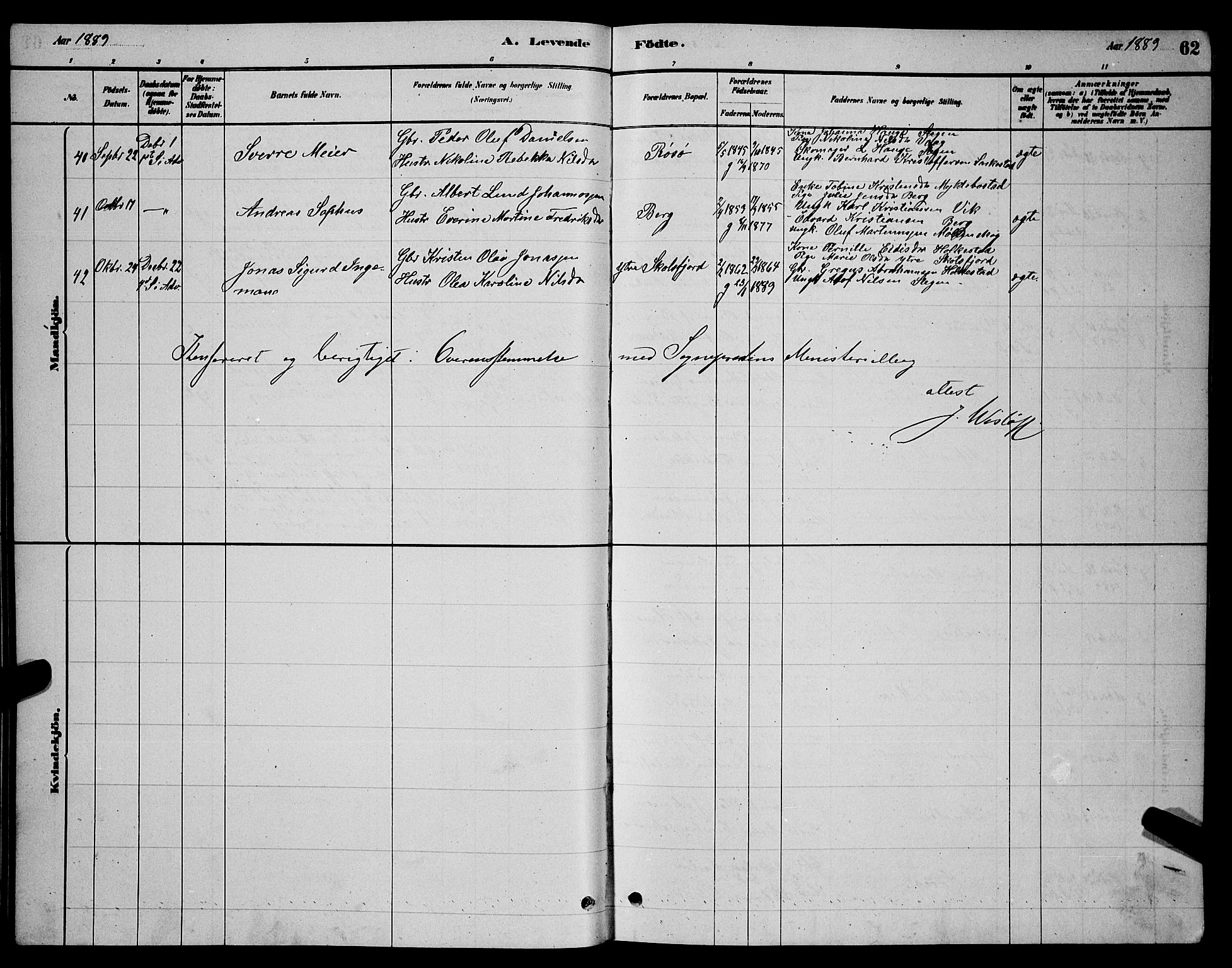 Ministerialprotokoller, klokkerbøker og fødselsregistre - Nordland, AV/SAT-A-1459/855/L0816: Parish register (copy) no. 855C05, 1879-1894, p. 62