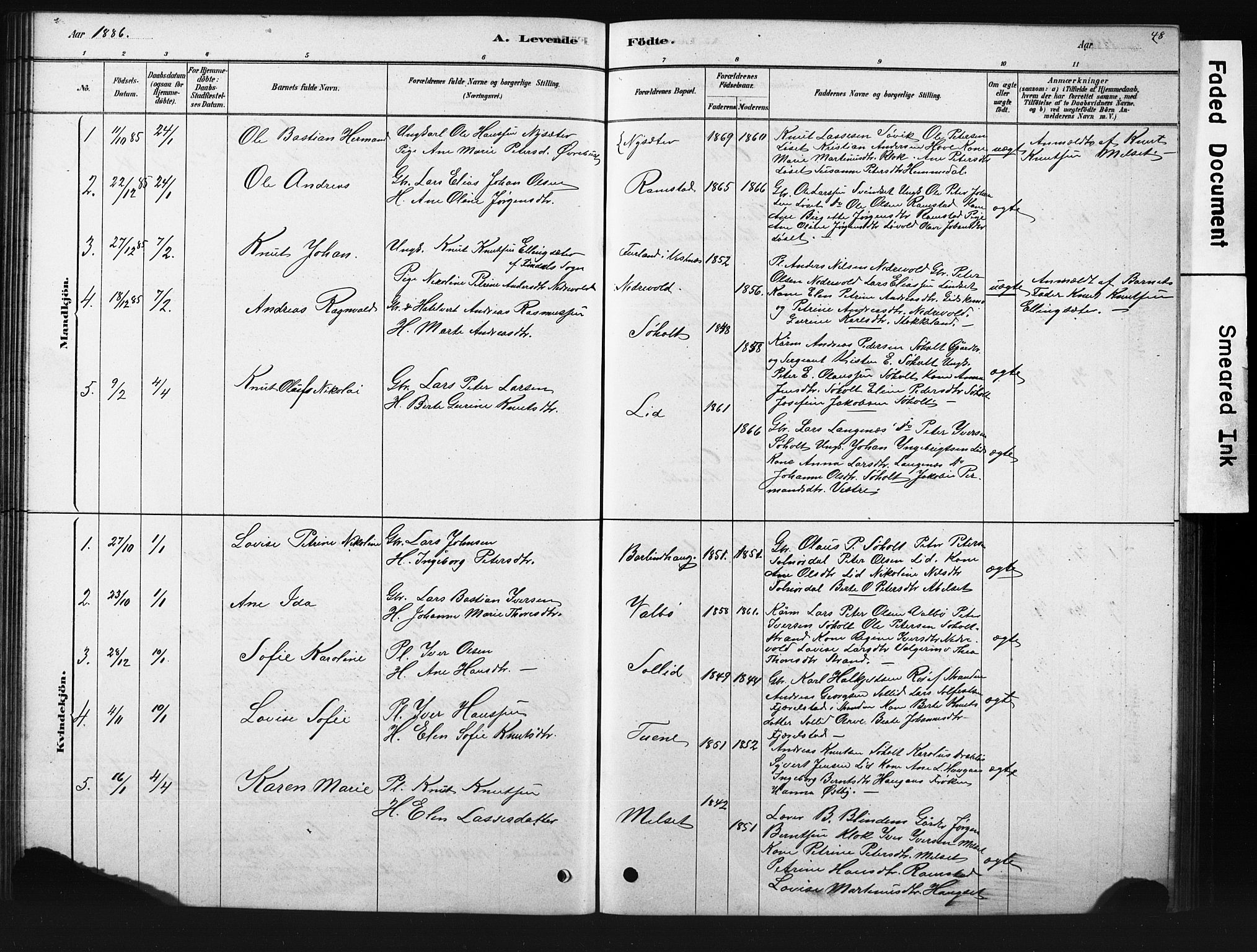 Ministerialprotokoller, klokkerbøker og fødselsregistre - Møre og Romsdal, AV/SAT-A-1454/522/L0326: Parish register (copy) no. 522C05, 1878-1890, p. 48