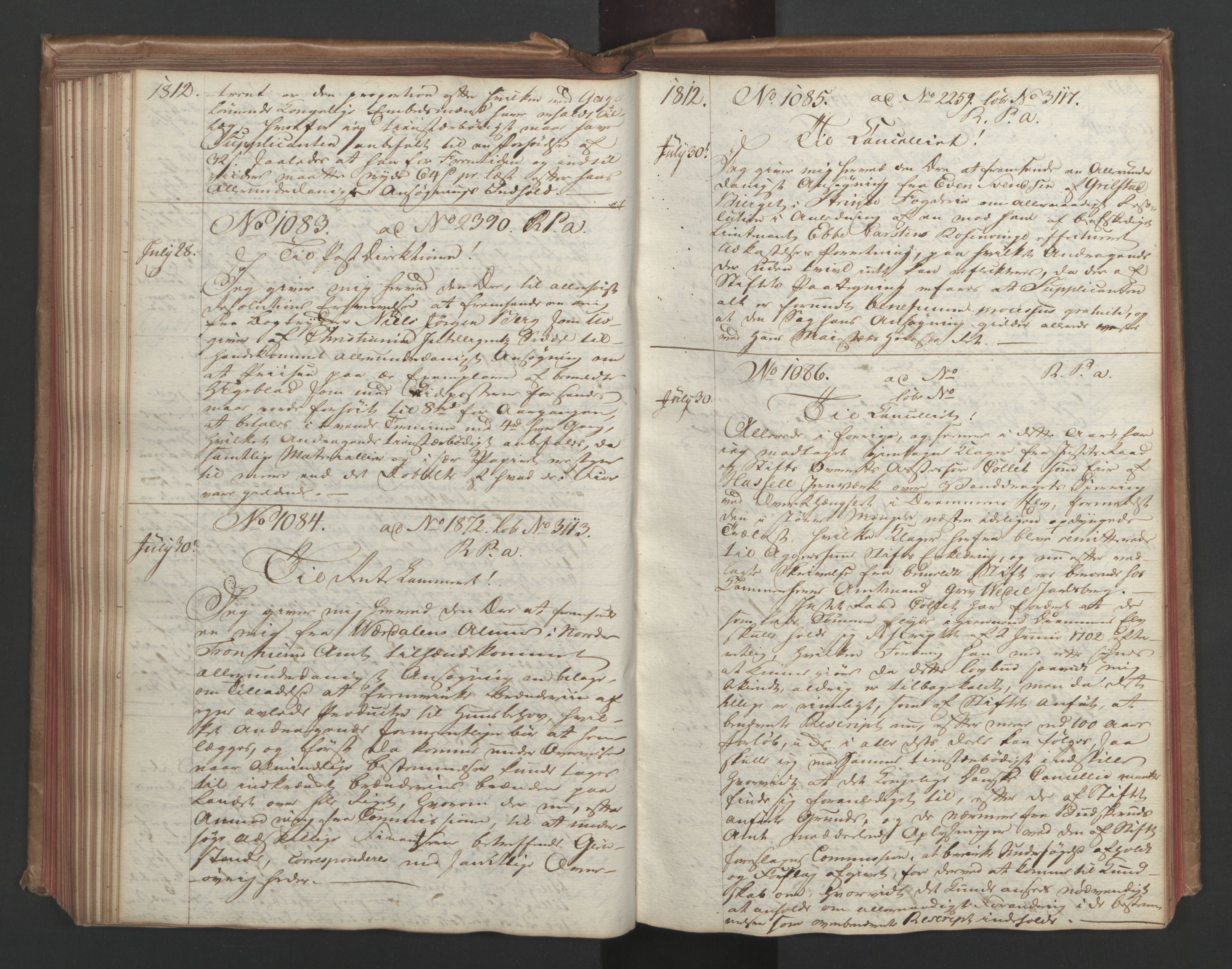 Stattholderembetet 1810-1814, 1. kontor (Kontor A), AV/RA-EA-2872/Ba/L0002: Kollegial korrespondanseprotokoll, 1811-1813, p. 218