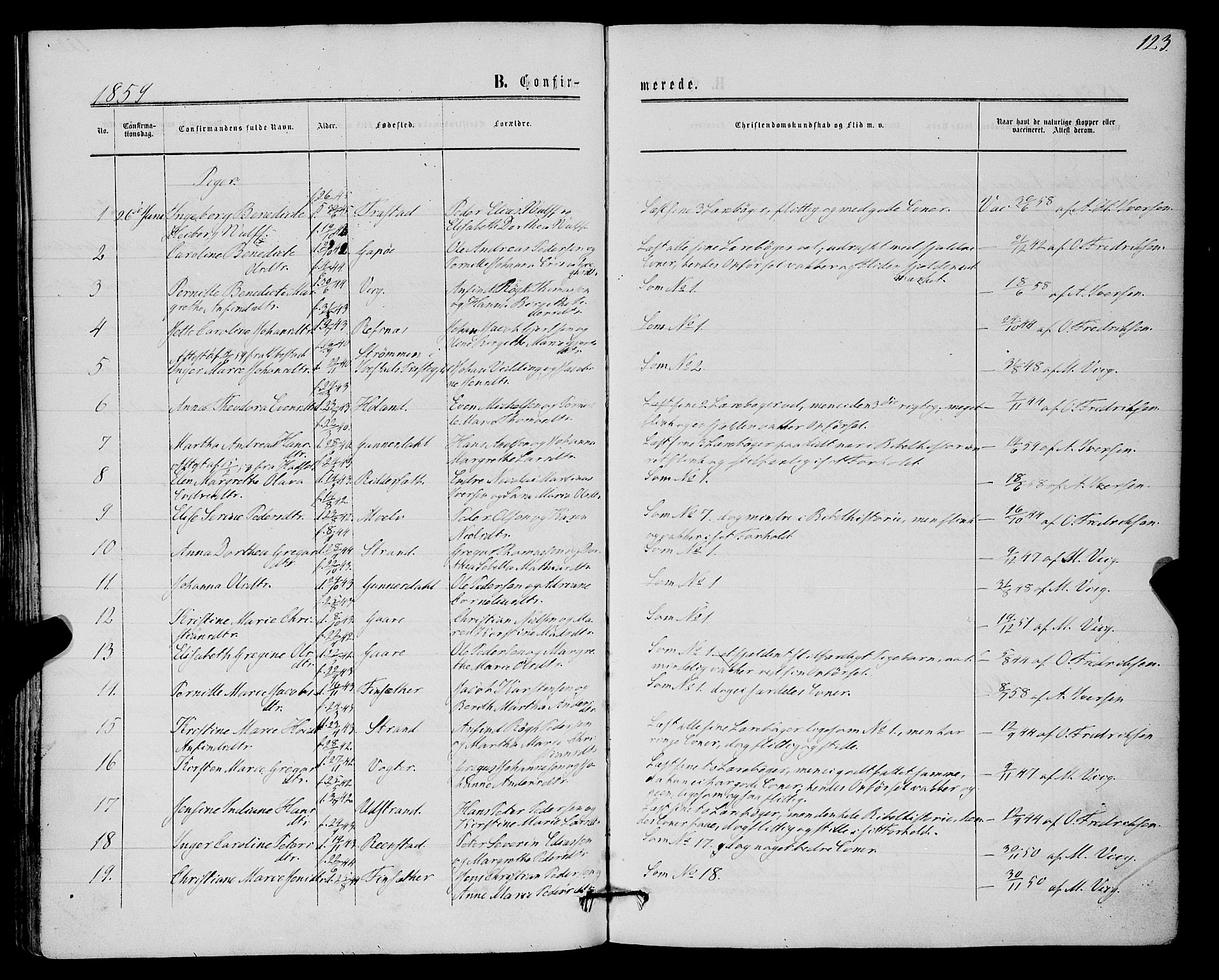 Kvæfjord sokneprestkontor, AV/SATØ-S-1323/G/Ga/Gaa/L0004kirke: Parish register (official) no. 4, 1857-1877, p. 123