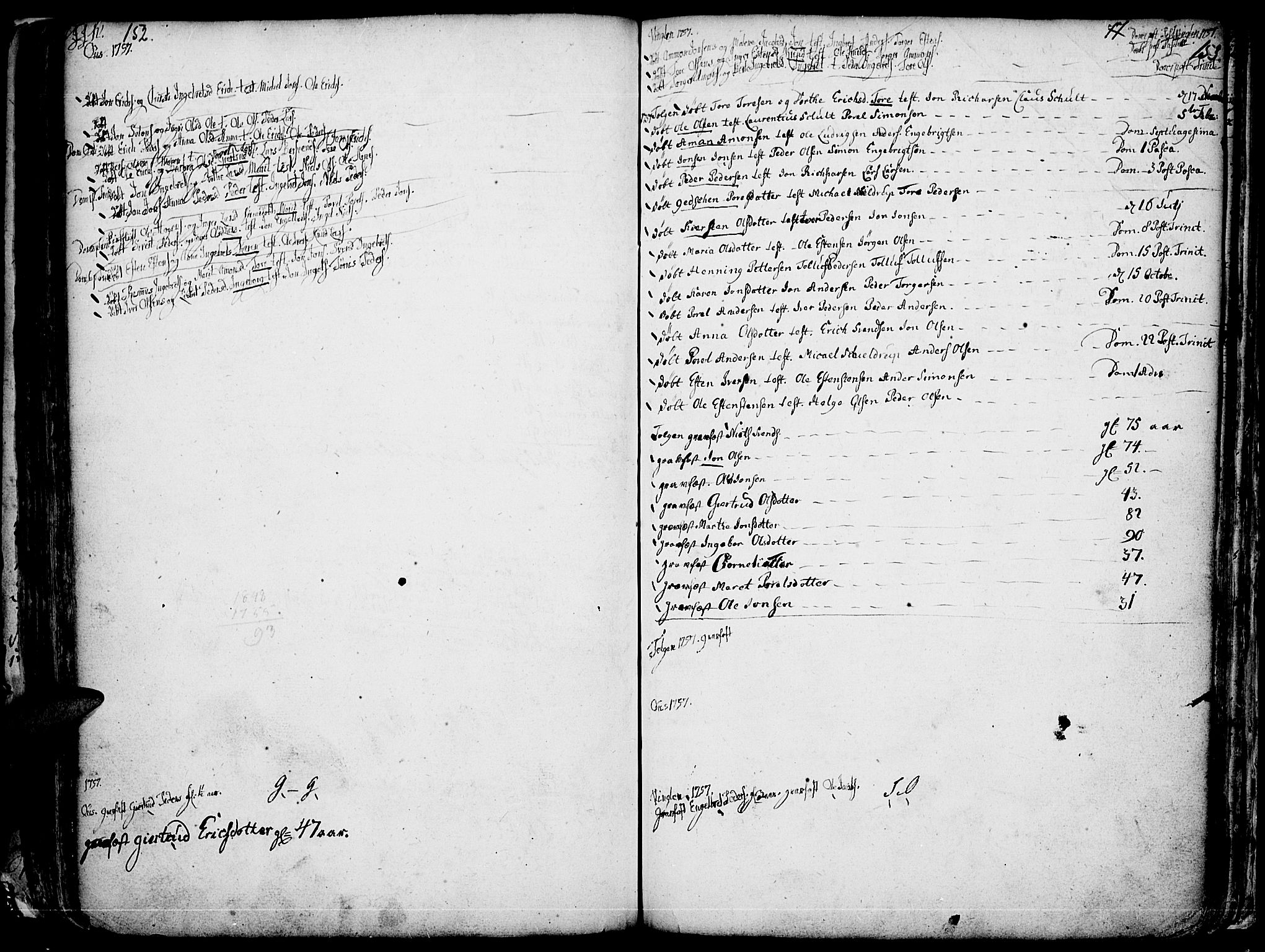 Tolga prestekontor, AV/SAH-PREST-062/K/L0001: Parish register (official) no. 1, 1733-1767, p. 152-153