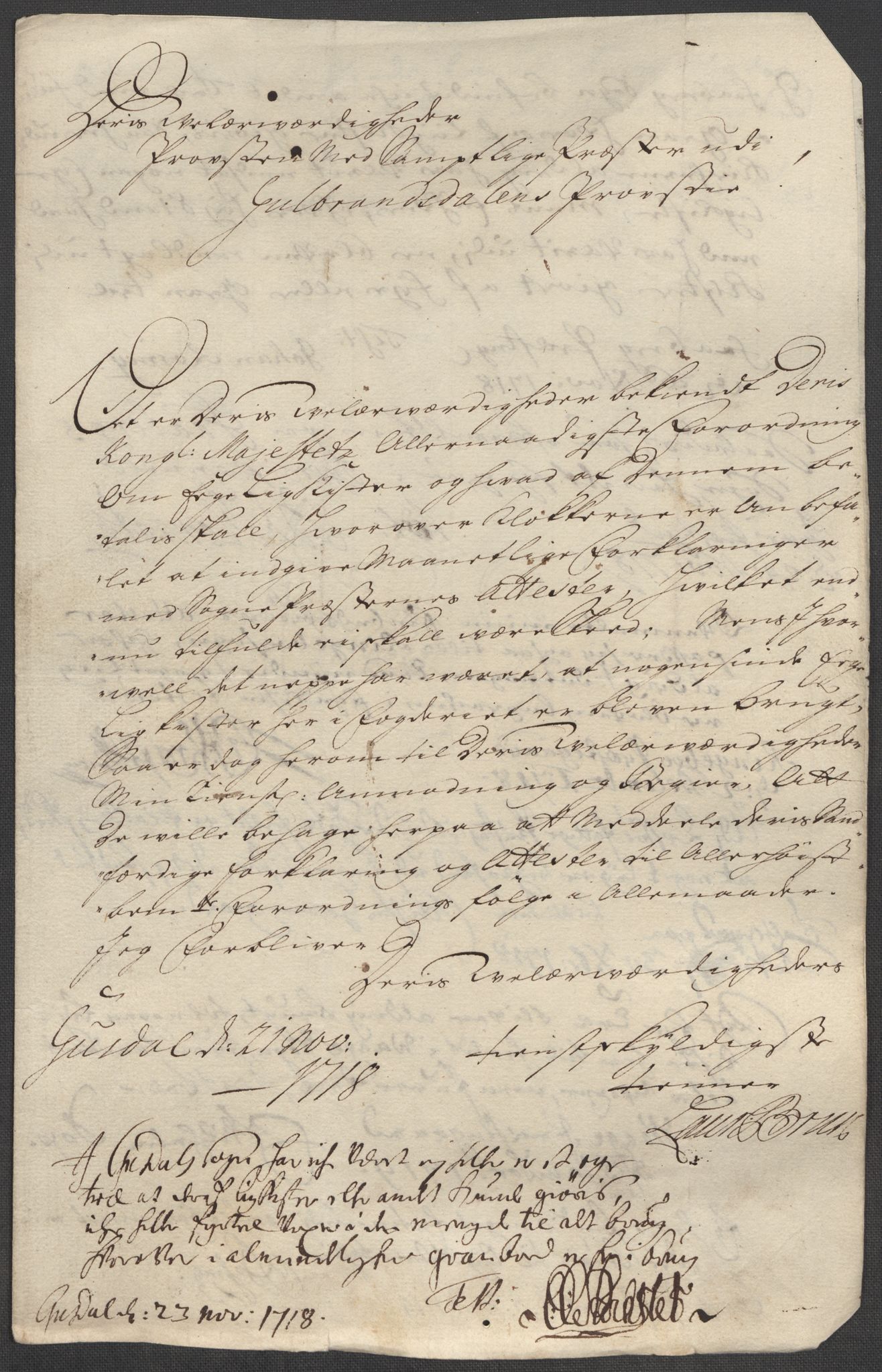 Rentekammeret inntil 1814, Reviderte regnskaper, Fogderegnskap, AV/RA-EA-4092/R17/L1188: Fogderegnskap Gudbrandsdal, 1718, p. 148