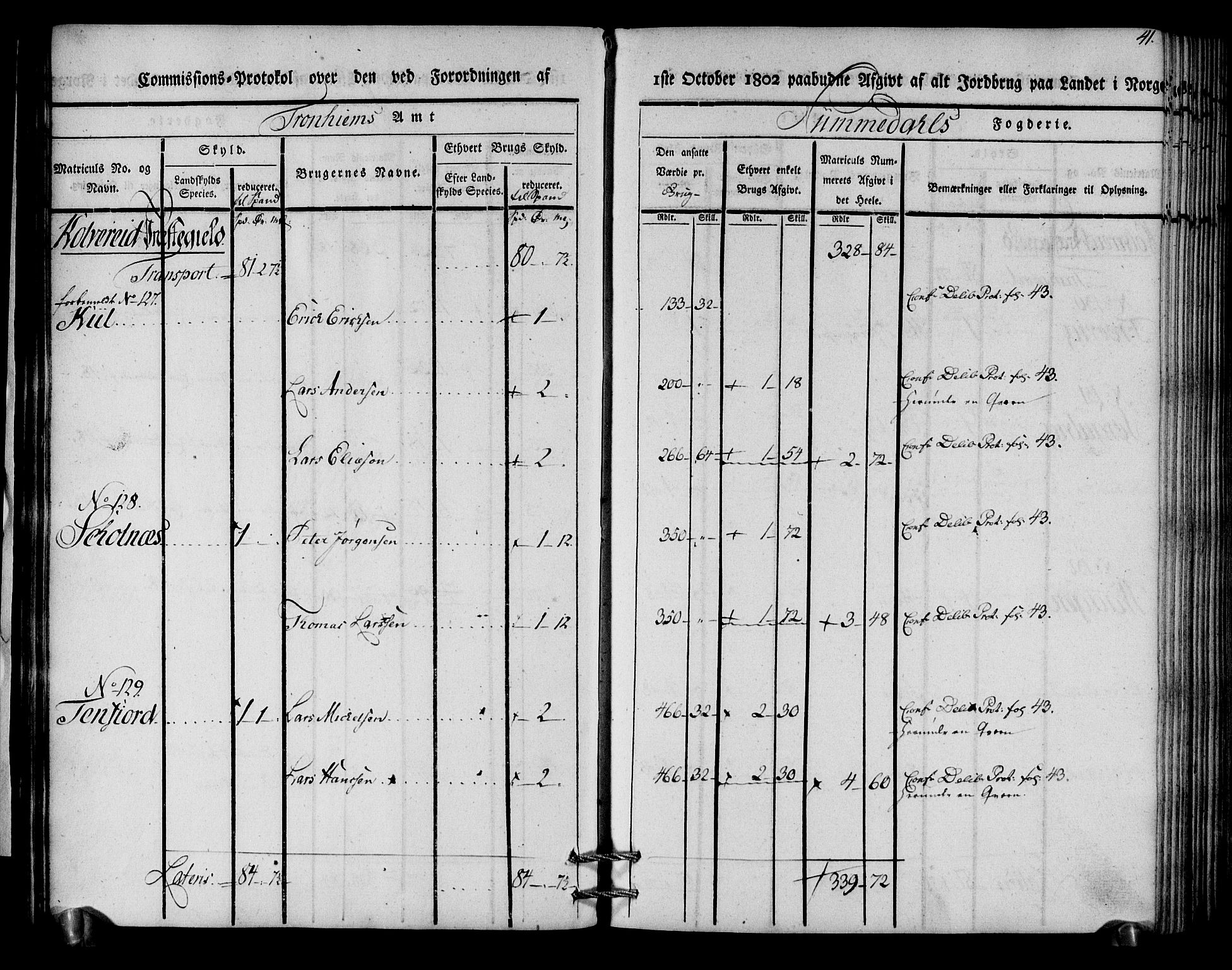 Rentekammeret inntil 1814, Realistisk ordnet avdeling, AV/RA-EA-4070/N/Ne/Nea/L0154: Namdalen fogderi. Kommisjonsprotokoll, 1803, p. 42