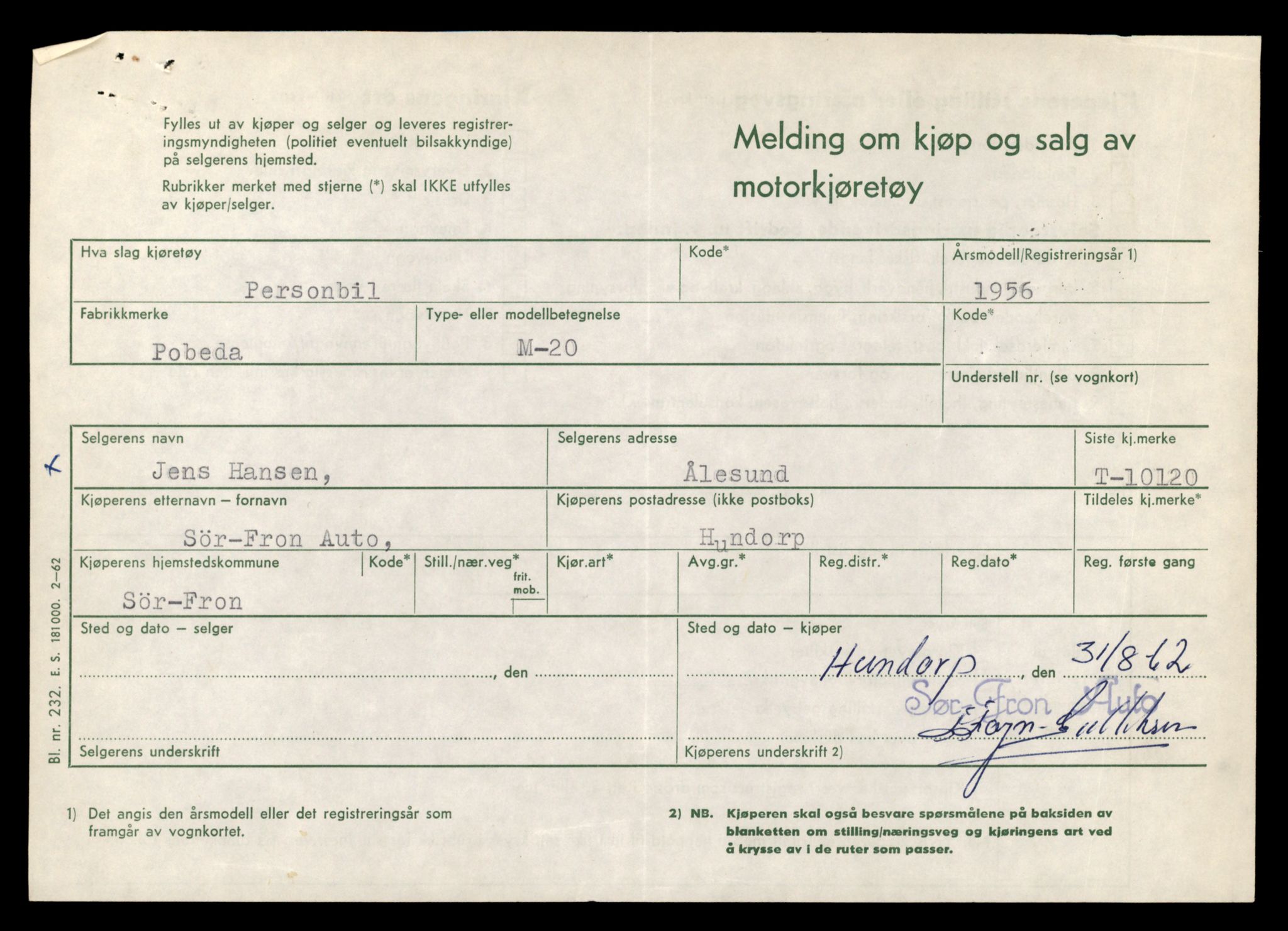 Møre og Romsdal vegkontor - Ålesund trafikkstasjon, AV/SAT-A-4099/F/Fe/L0018: Registreringskort for kjøretøy T 10091 - T 10227, 1927-1998, p. 737