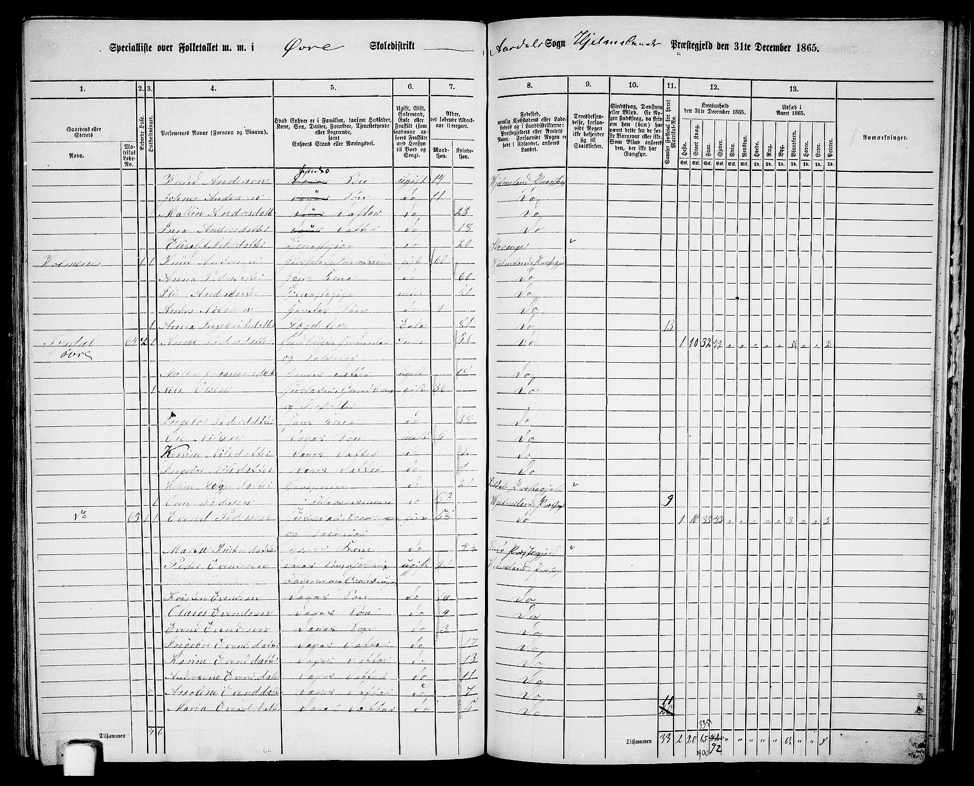 RA, 1865 census for Hjelmeland, 1865, p. 171