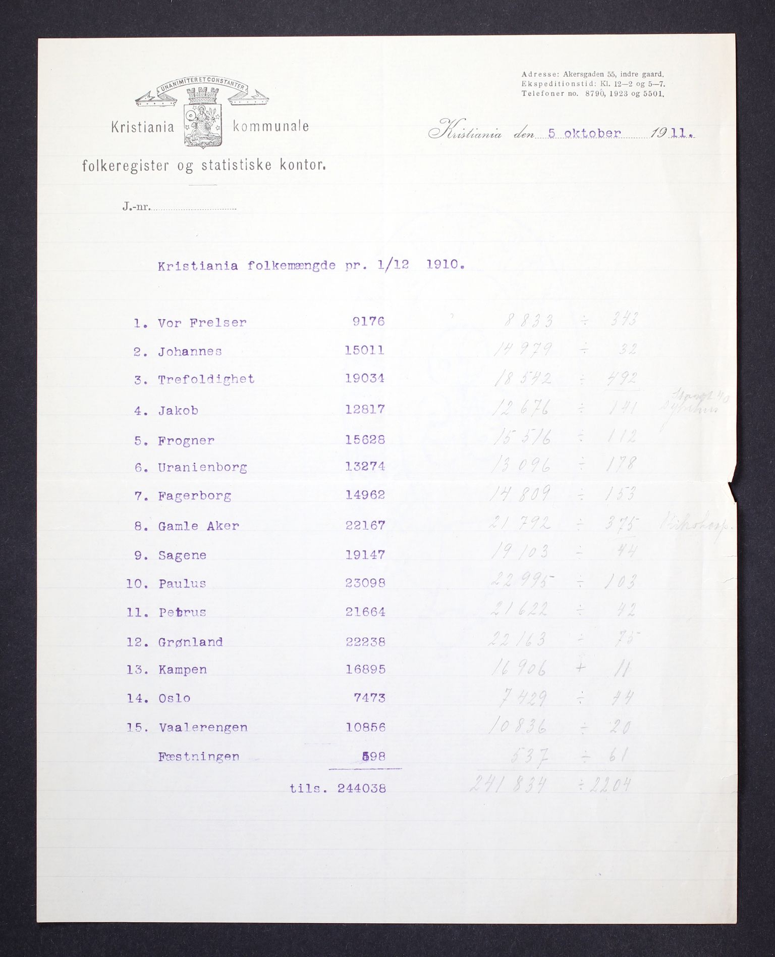 RA, 1910 census for Kristiania, 1910, p. 202