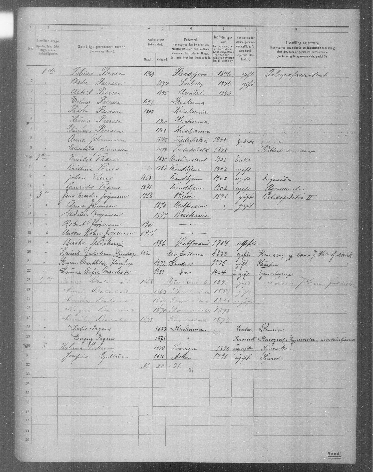 OBA, Municipal Census 1904 for Kristiania, 1904, p. 7560
