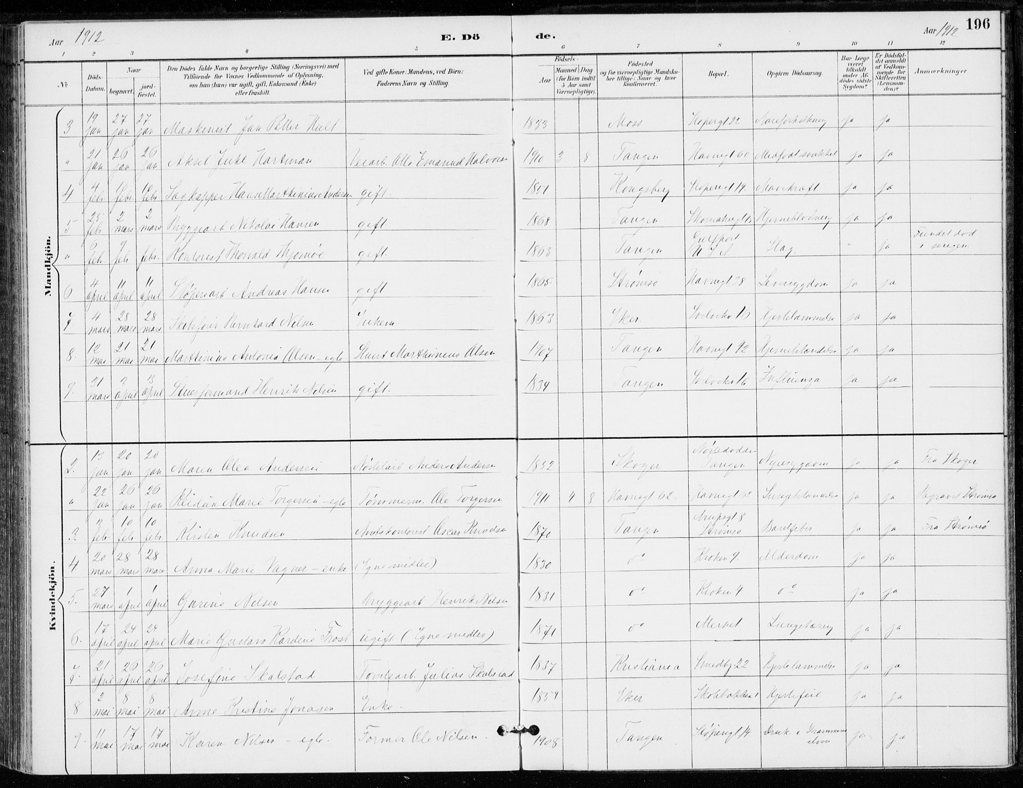 Strømsø kirkebøker, SAKO/A-246/F/Fb/L0007: Parish register (official) no. II 7, 1887-1928, p. 196
