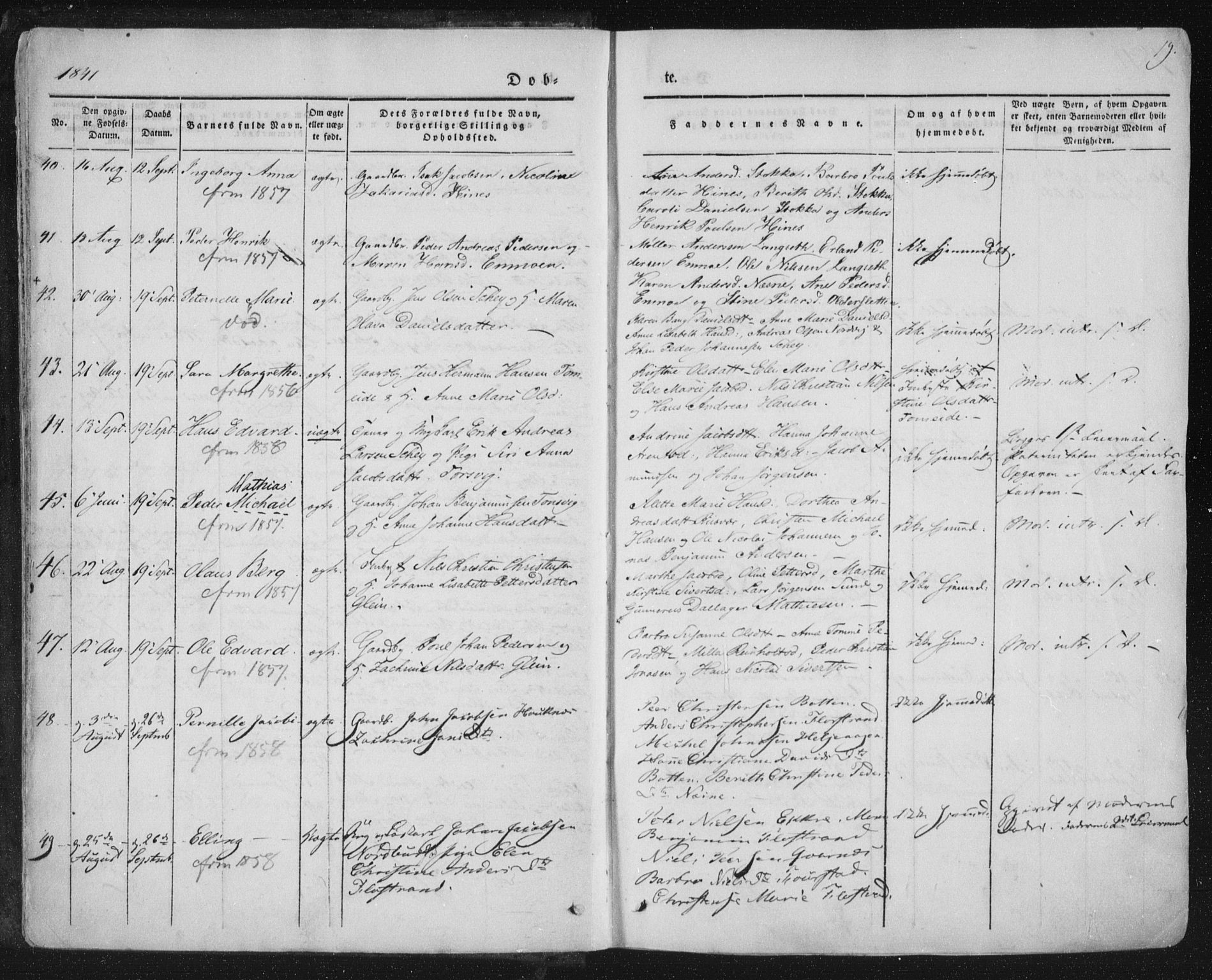 Ministerialprotokoller, klokkerbøker og fødselsregistre - Nordland, AV/SAT-A-1459/838/L0549: Parish register (official) no. 838A07, 1840-1854, p. 19