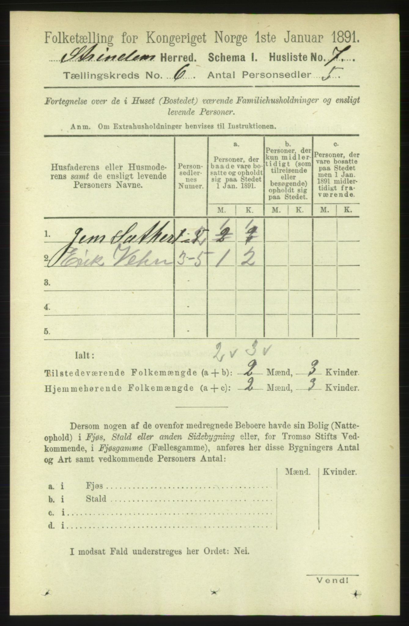 RA, 1891 census for 1660 Strinda, 1891, p. 5164