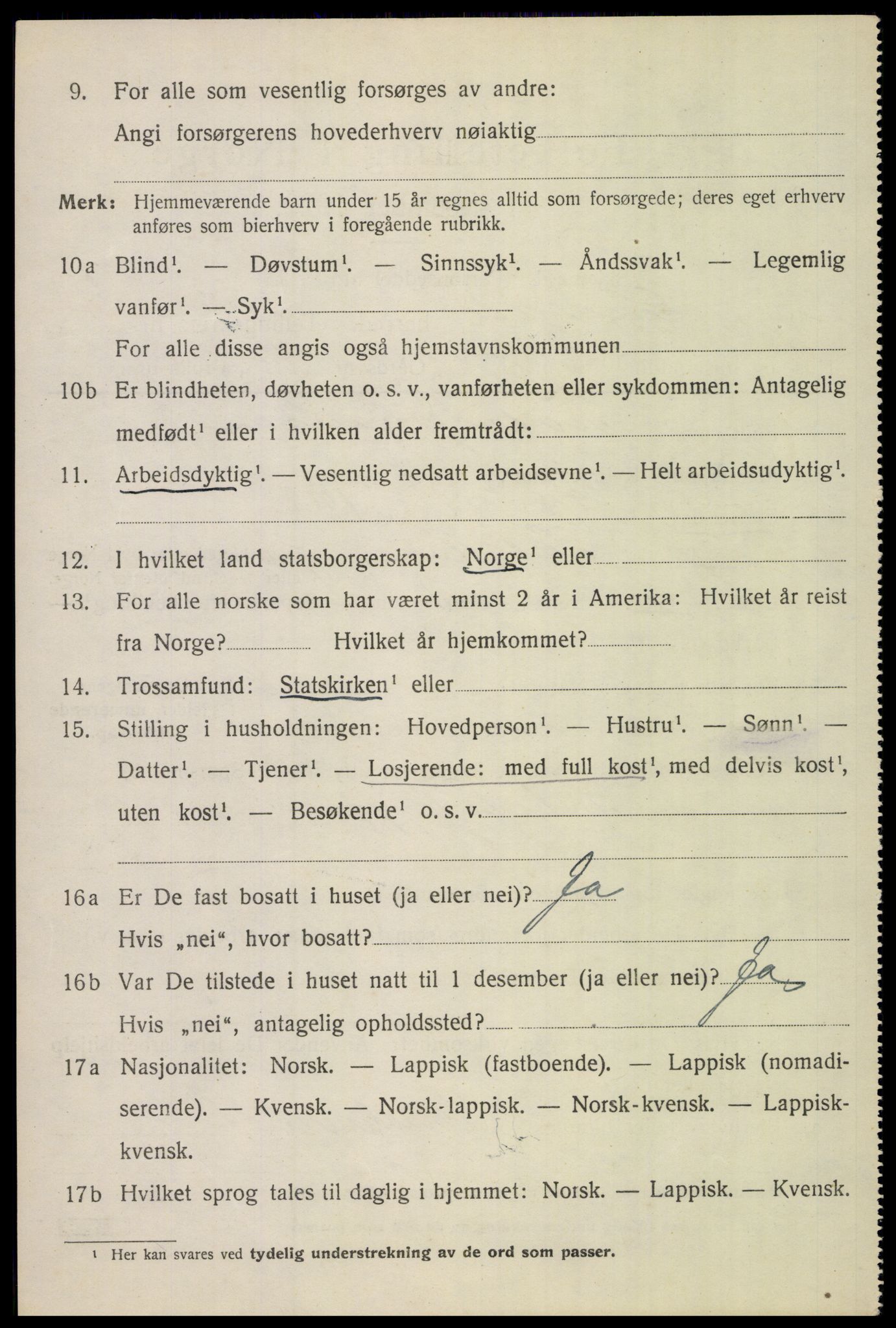 SAT, 1920 census for Saltdal, 1920, p. 3088