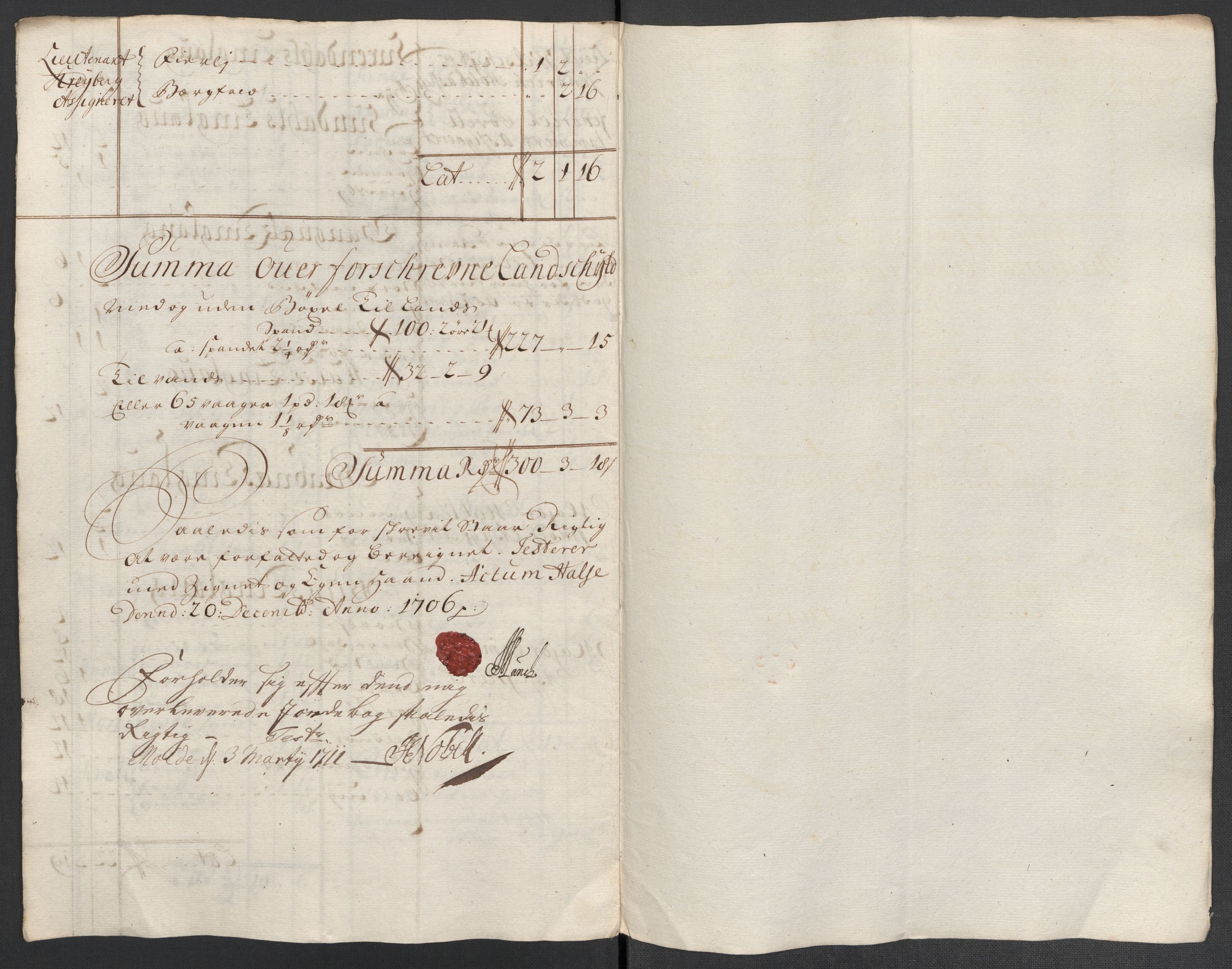 Rentekammeret inntil 1814, Reviderte regnskaper, Fogderegnskap, AV/RA-EA-4092/R56/L3742: Fogderegnskap Nordmøre, 1706-1707, p. 103