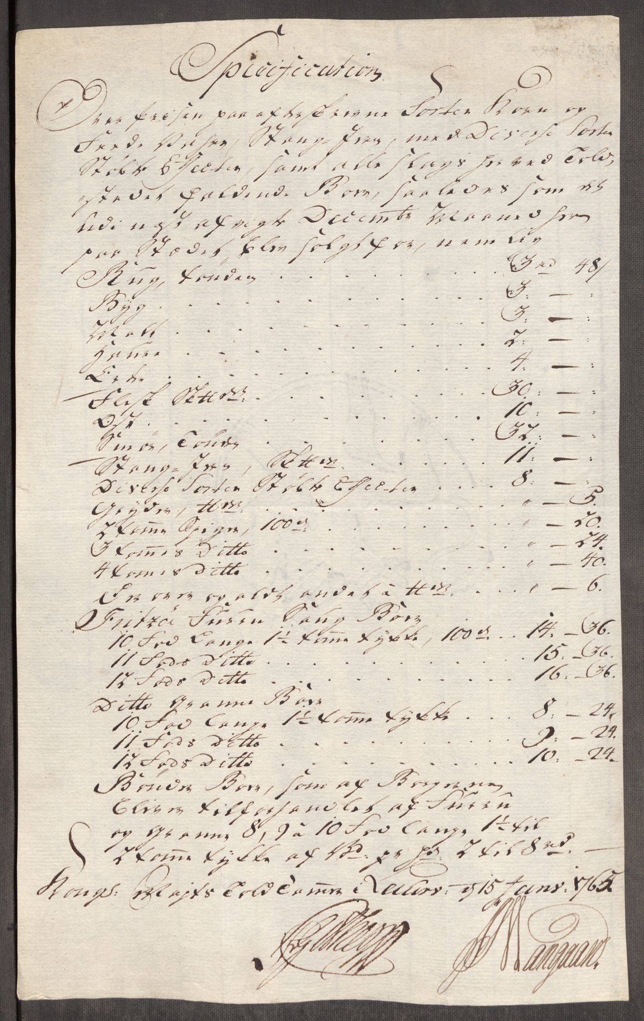 Rentekammeret inntil 1814, Realistisk ordnet avdeling, AV/RA-EA-4070/Oe/L0008: [Ø1]: Priskuranter, 1764-1768, p. 161