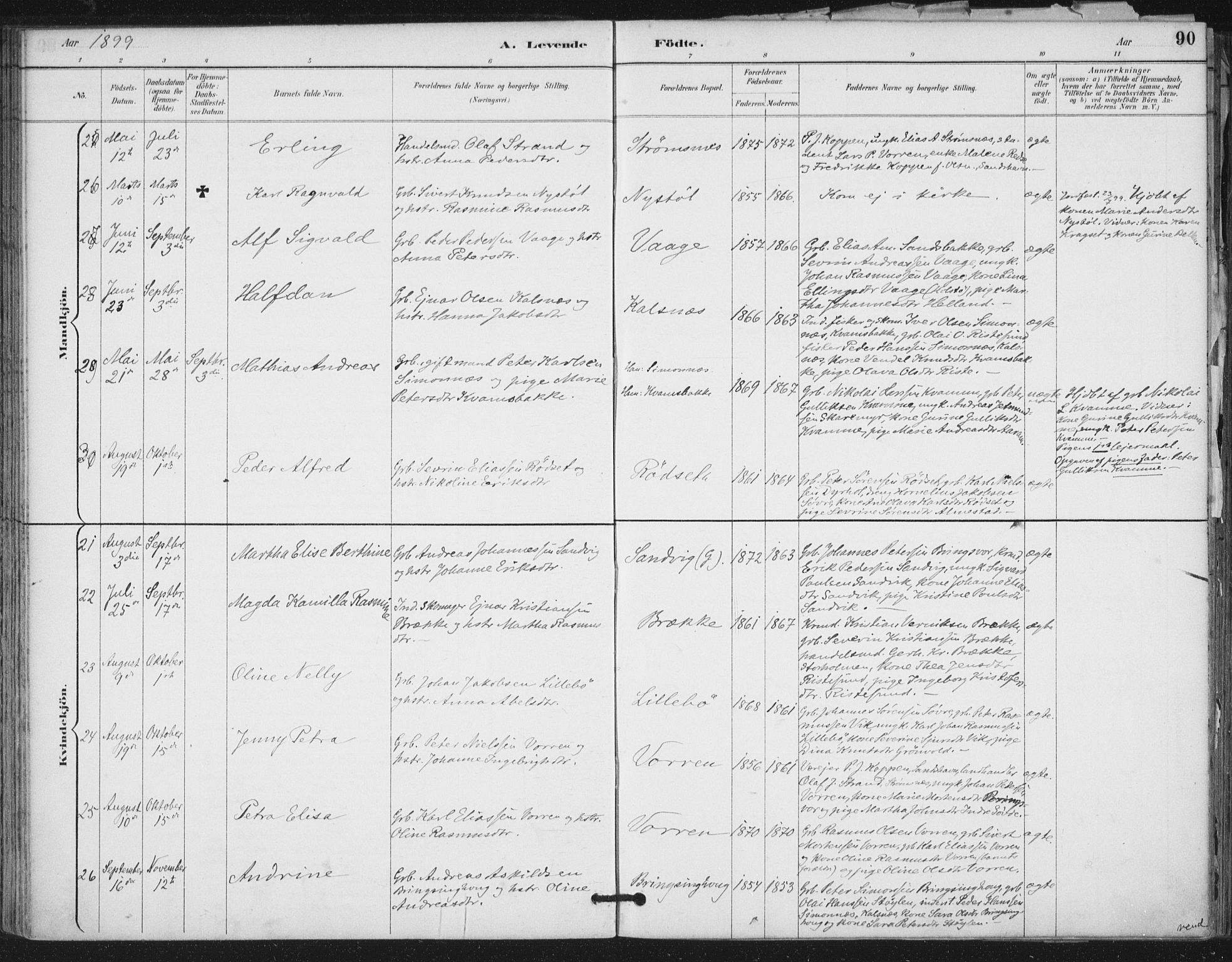 Ministerialprotokoller, klokkerbøker og fødselsregistre - Møre og Romsdal, SAT/A-1454/503/L0037: Parish register (official) no. 503A05, 1884-1900, p. 90