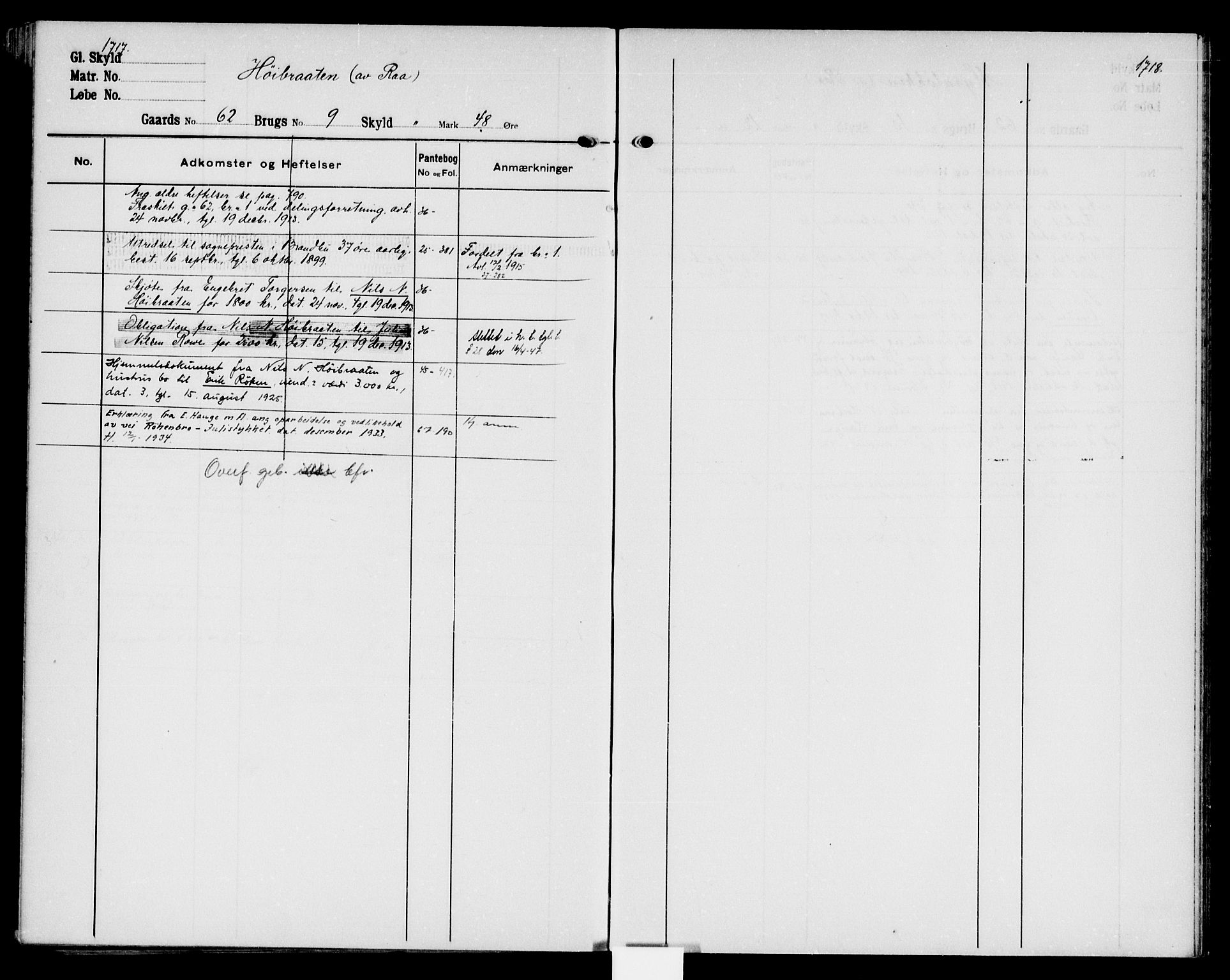 Hadeland og Land tingrett, SAH/TING-010/H/Ha/Hac/L0010: Mortgage register no. 3.10, 1905-1950, p. 1717-1718
