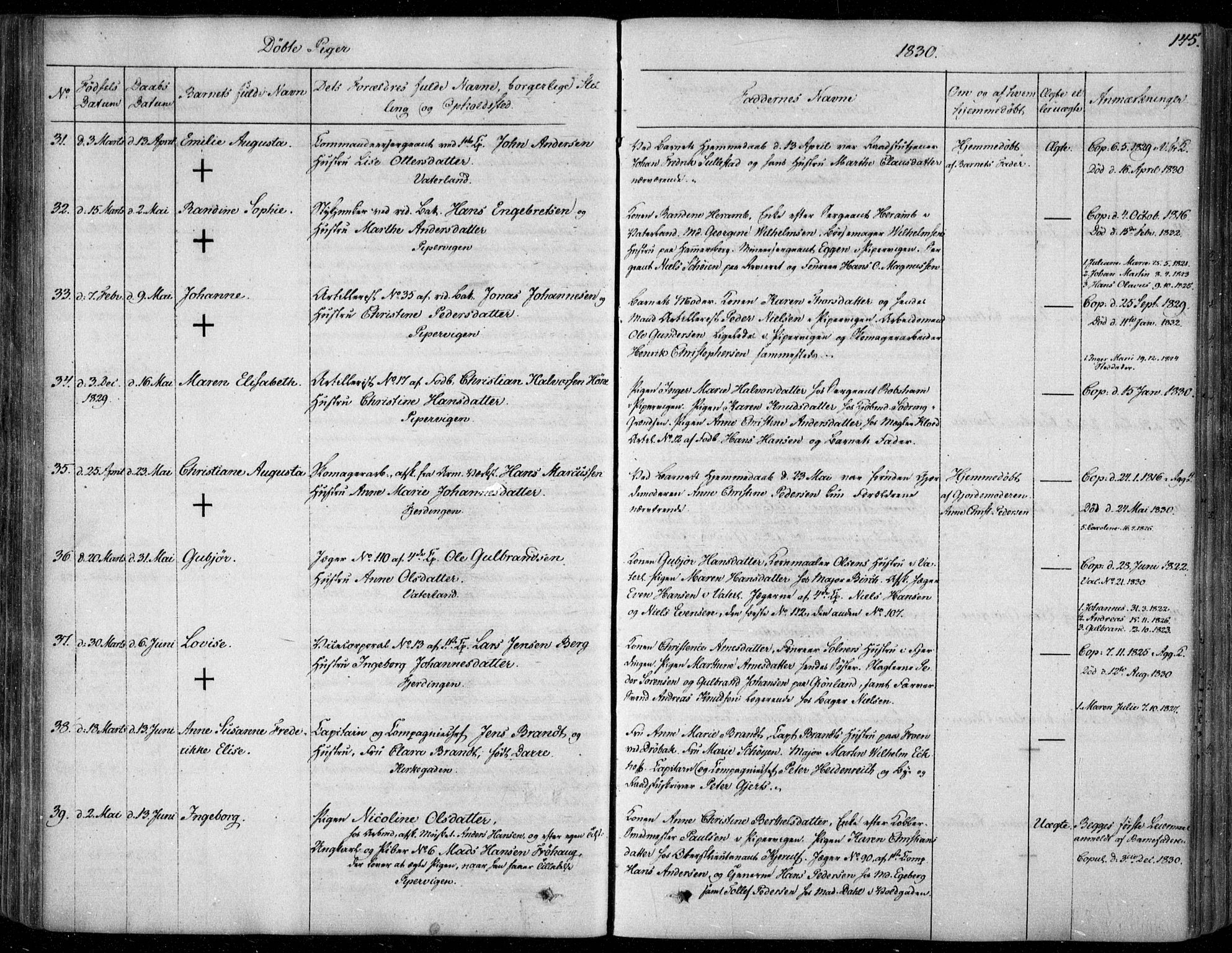 Garnisonsmenigheten Kirkebøker, AV/SAO-A-10846/F/Fa/L0006: Parish register (official) no. 6, 1828-1841, p. 145