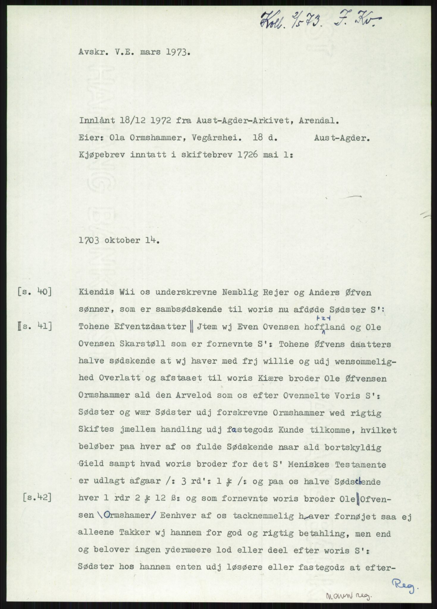 Samlinger til kildeutgivelse, Diplomavskriftsamlingen, AV/RA-EA-4053/H/Ha, p. 3509