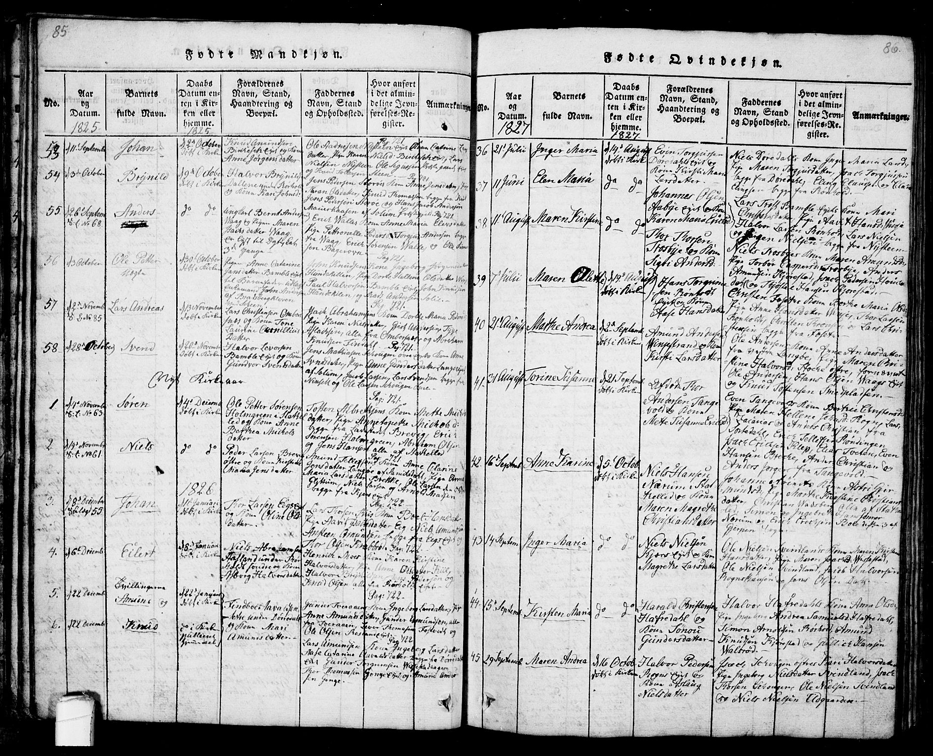 Bamble kirkebøker, SAKO/A-253/G/Ga/L0005: Parish register (copy) no. I 5, 1814-1855, p. 85-86