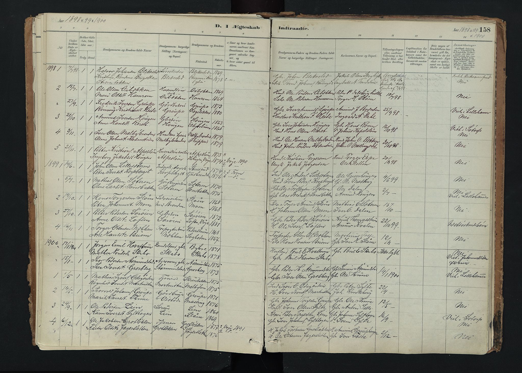 Nord-Fron prestekontor, AV/SAH-PREST-080/H/Ha/Haa/L0005: Parish register (official) no. 5, 1884-1914, p. 158