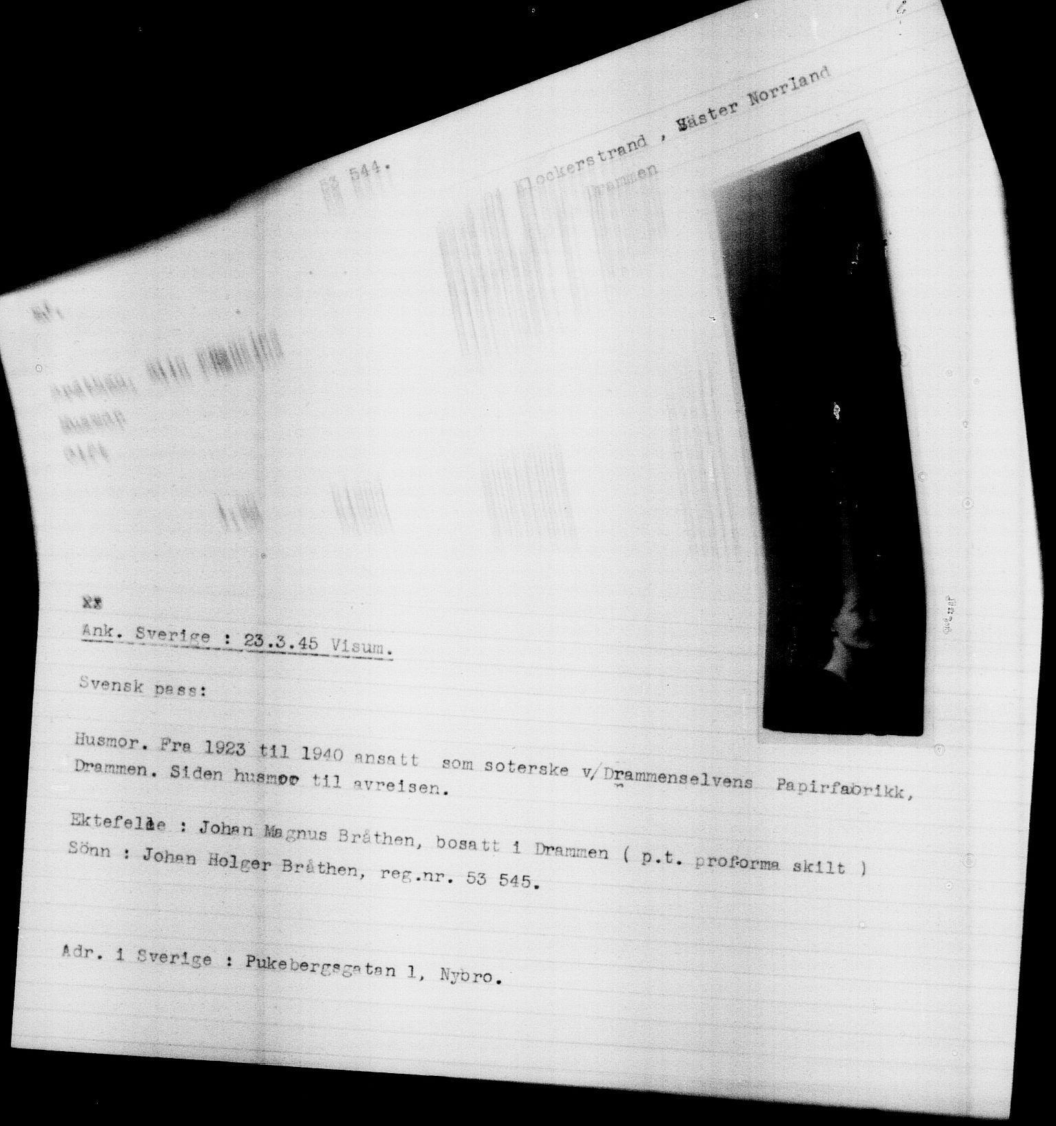 Utenriksstasjonene, Legasjonen i Stockholm, Flyktningkontoret, AV/RA-S-6753/V/Va/L0019: Kjesäterkartoteket, flyktninger med registreringsnr. 49600-55060, 1940-1945, p. 3007