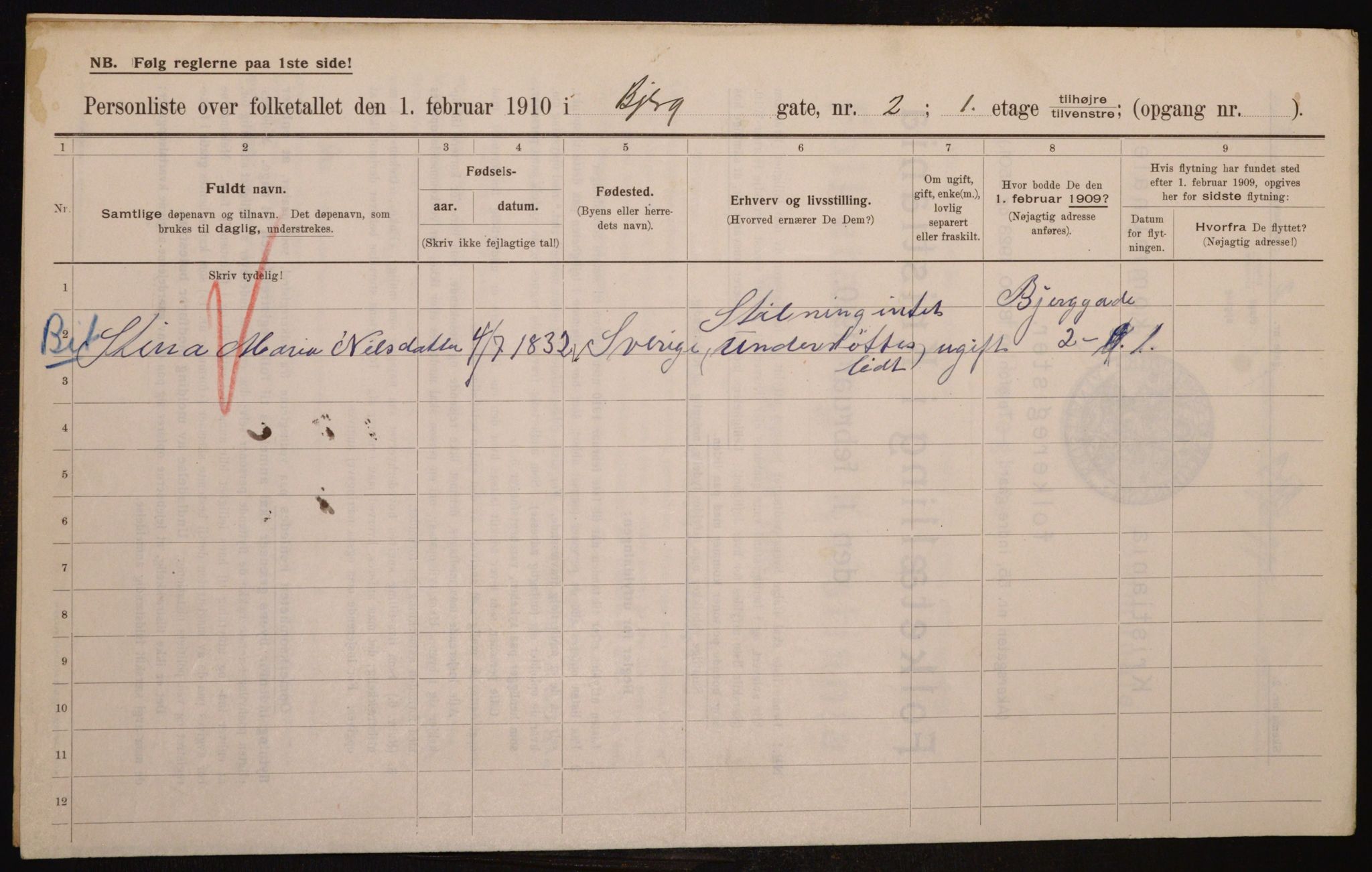 OBA, Municipal Census 1910 for Kristiania, 1910, p. 5274