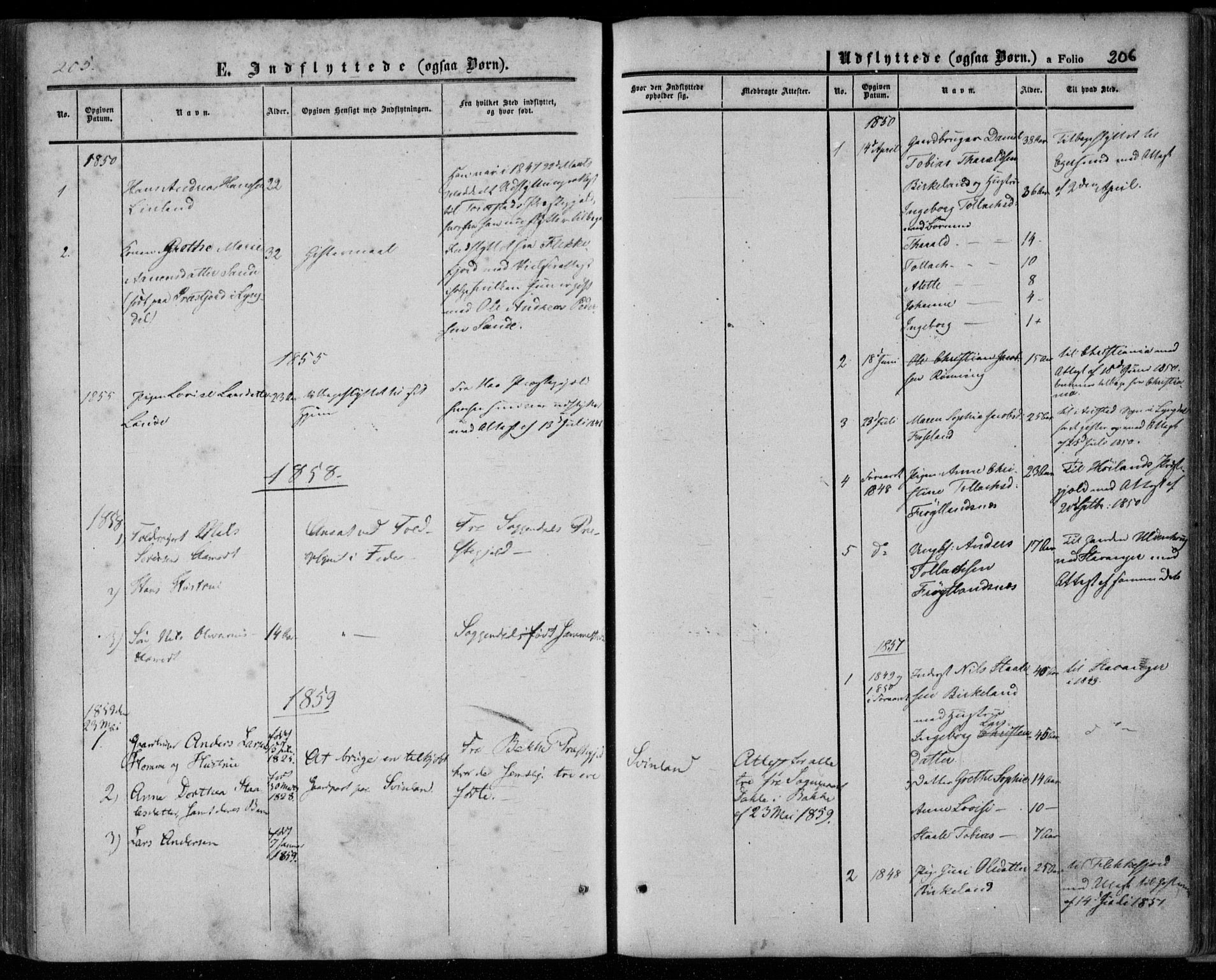 Kvinesdal sokneprestkontor, SAK/1111-0026/F/Fa/Faa/L0002: Parish register (official) no. A 2, 1850-1876, p. 206