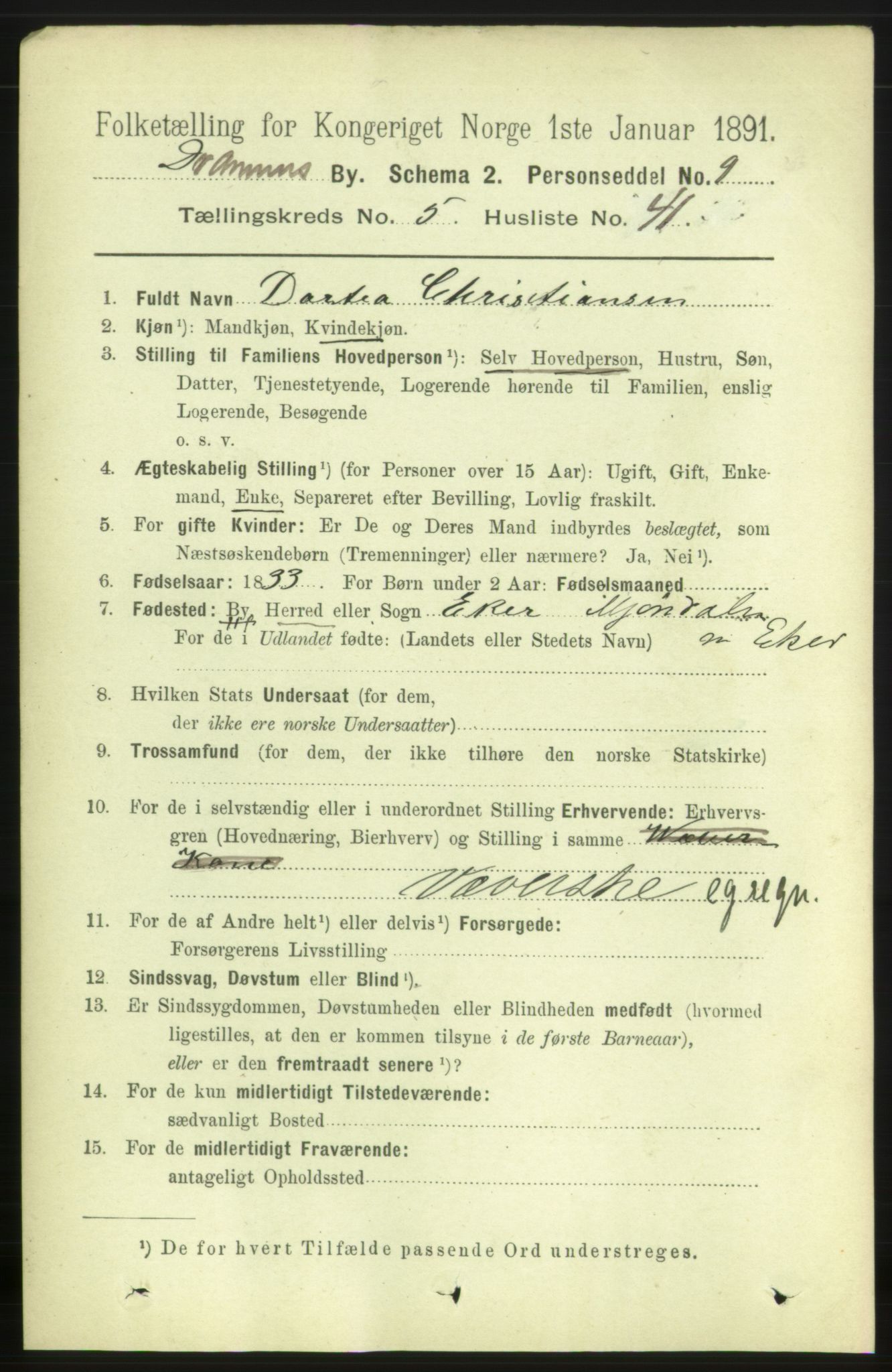 RA, 1891 census for 0602 Drammen, 1891, p. 6087