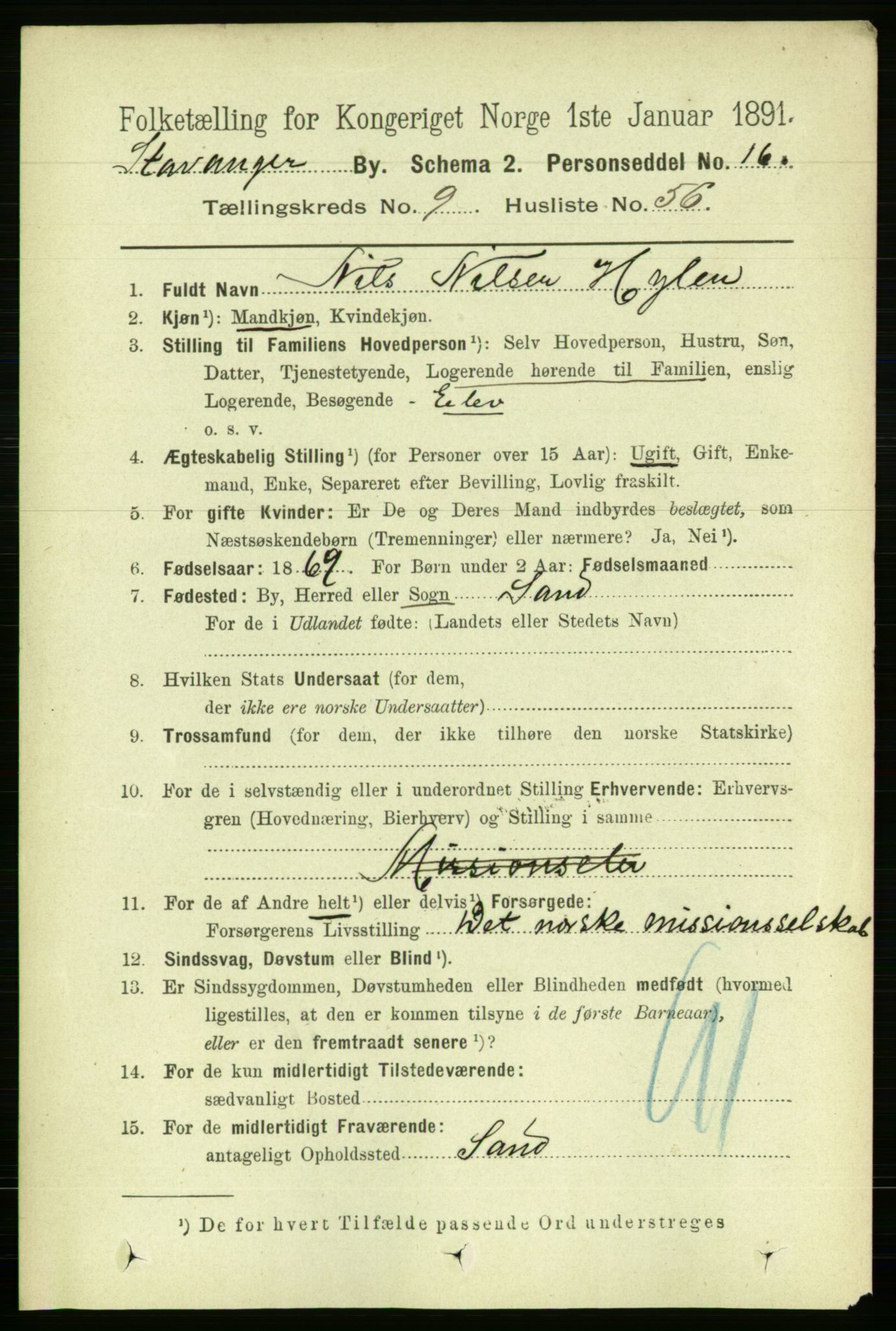 RA, 1891 census for 1103 Stavanger, 1891, p. 13202