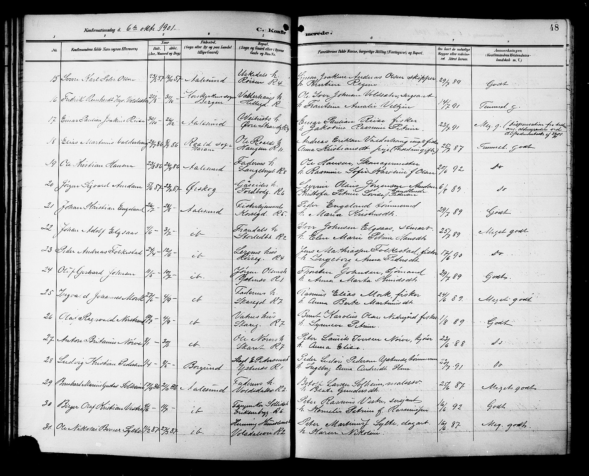 Ministerialprotokoller, klokkerbøker og fødselsregistre - Møre og Romsdal, AV/SAT-A-1454/529/L0469: Parish register (copy) no. 529C06, 1898-1906, p. 48