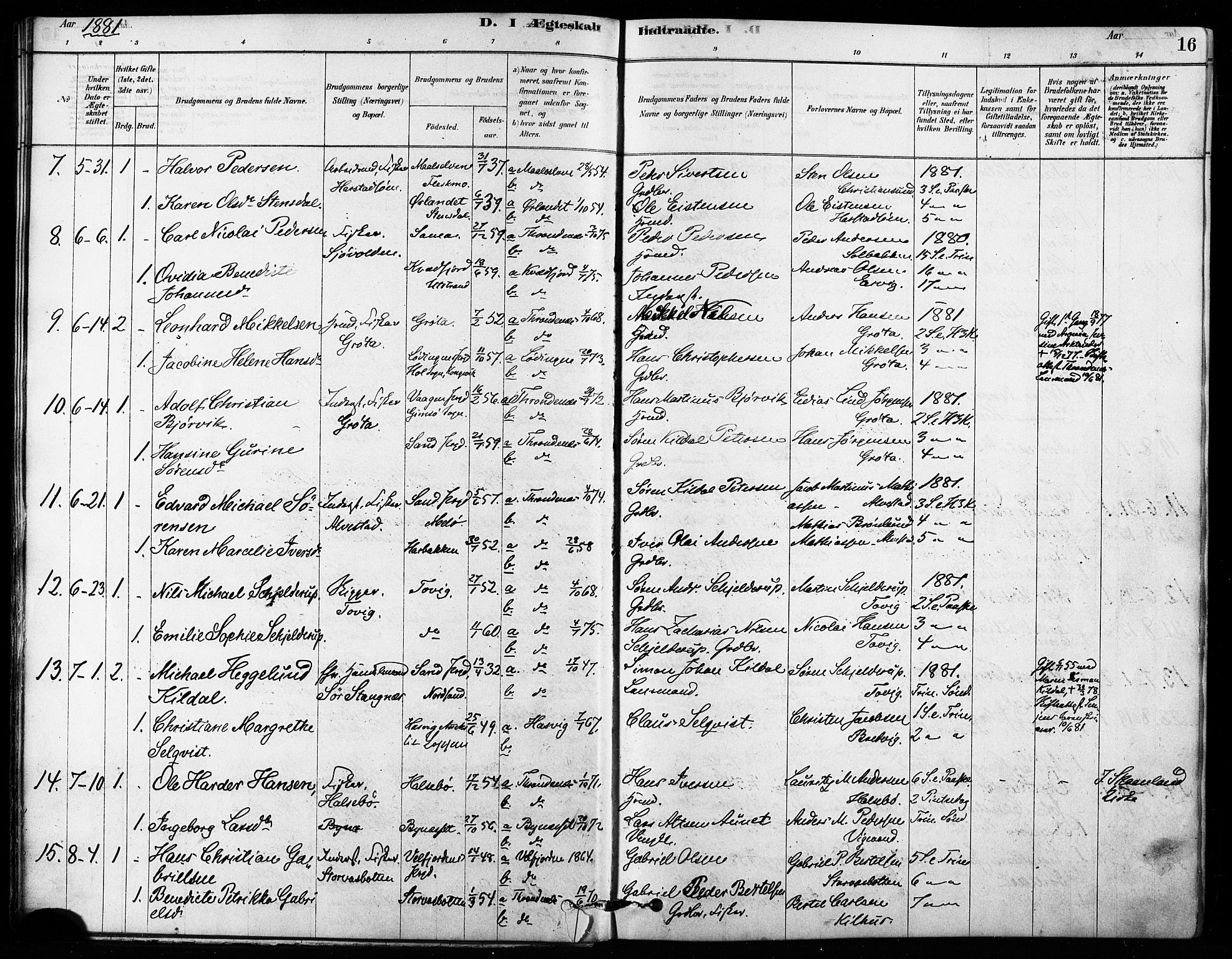 Trondenes sokneprestkontor, SATØ/S-1319/H/Ha/L0015kirke: Parish register (official) no. 15, 1878-1889, p. 16