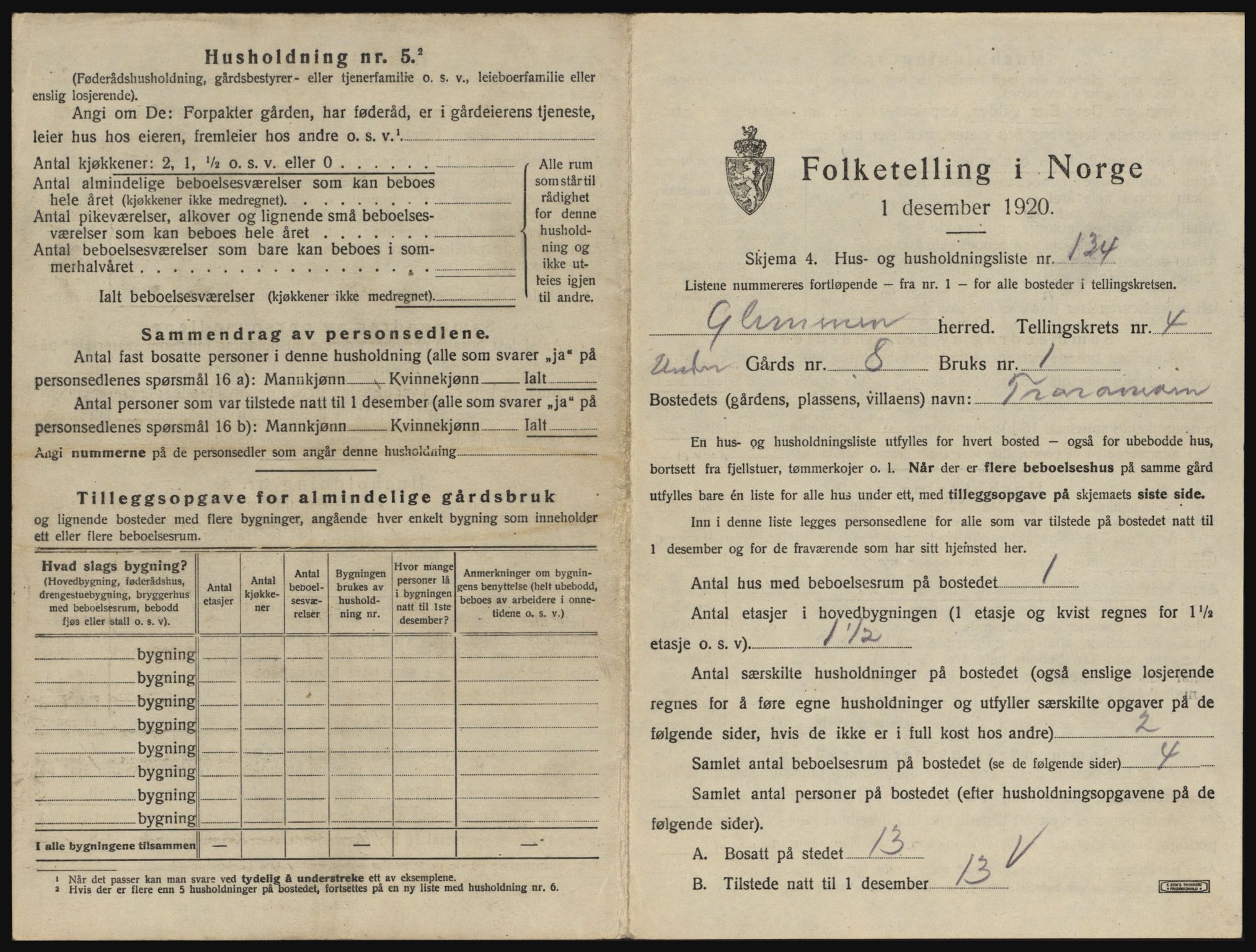 SAO, 1920 census for Glemmen, 1920, p. 1455