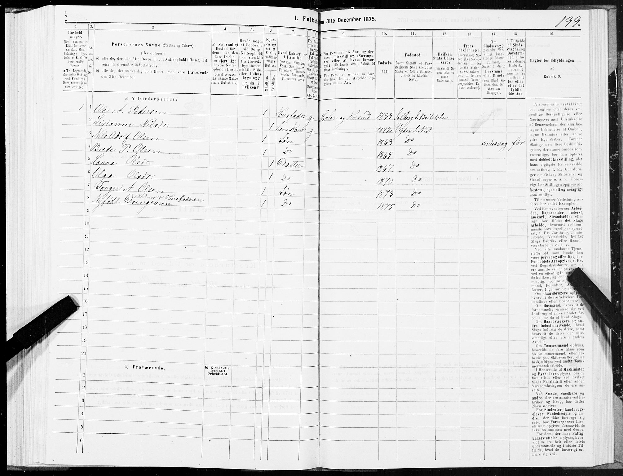 SAT, 1875 census for 1751P Nærøy, 1875, p. 3199