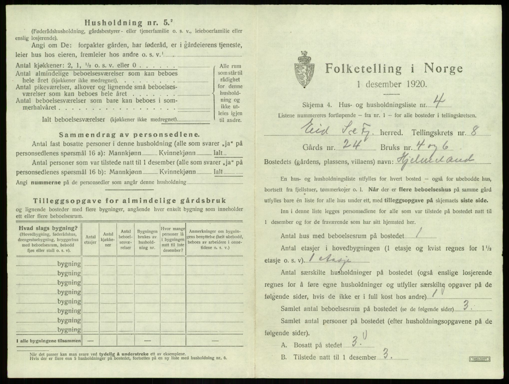 SAB, 1920 census for Eid, 1920, p. 472