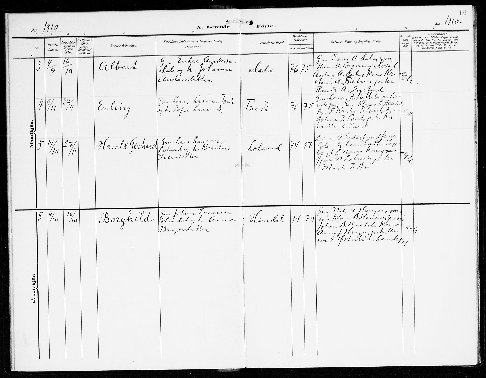 Hyllestad sokneprestembete, SAB/A-80401: Parish register (official) no. C 2, 1904-1917, p. 16