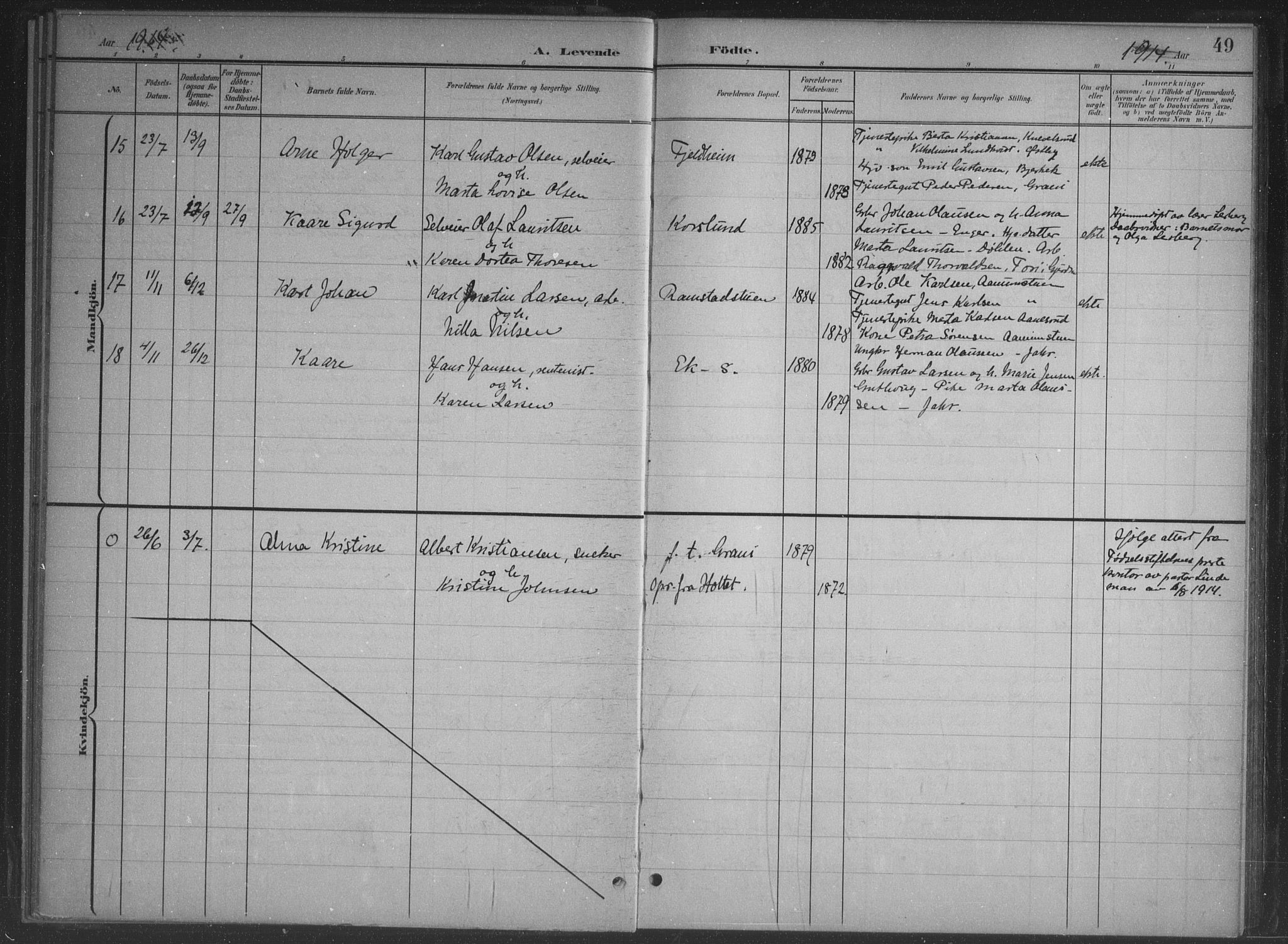 Nannestad prestekontor Kirkebøker, AV/SAO-A-10414a/G/Gb/L0001: Parish register (copy) no. II 1, 1901-1917, p. 49