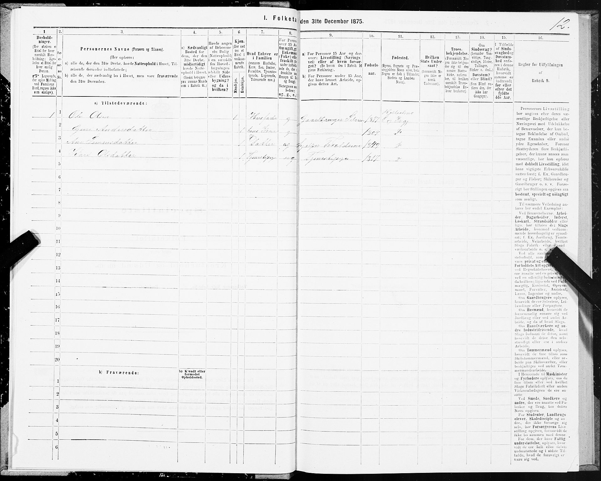 SAT, 1875 census for 1645P Haltdalen, 1875, p. 1012