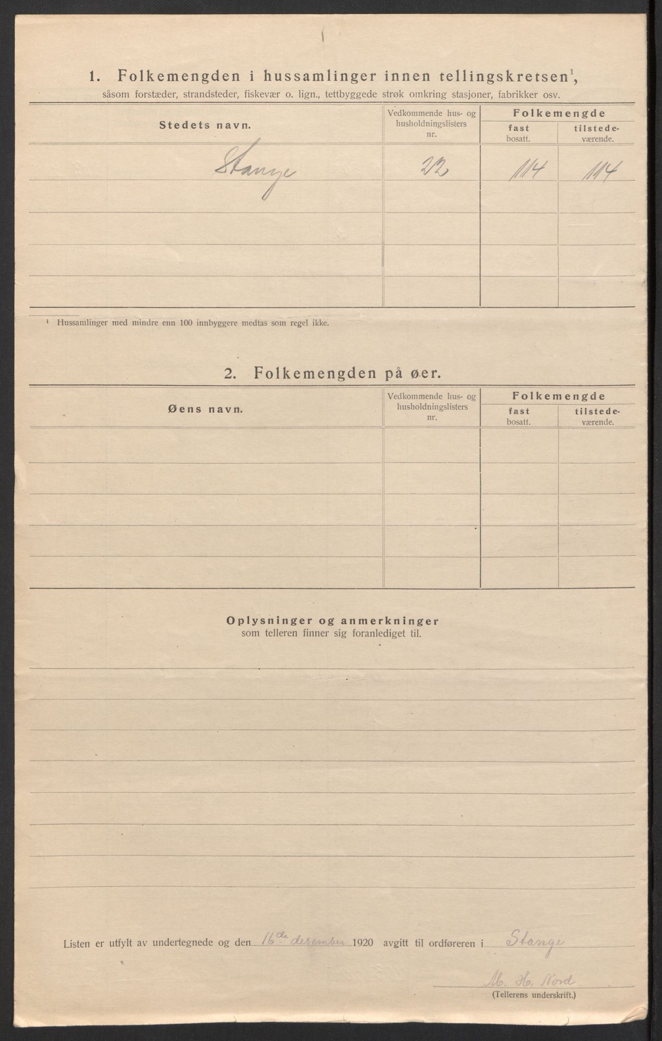 SAH, 1920 census for Stange, 1920, p. 34